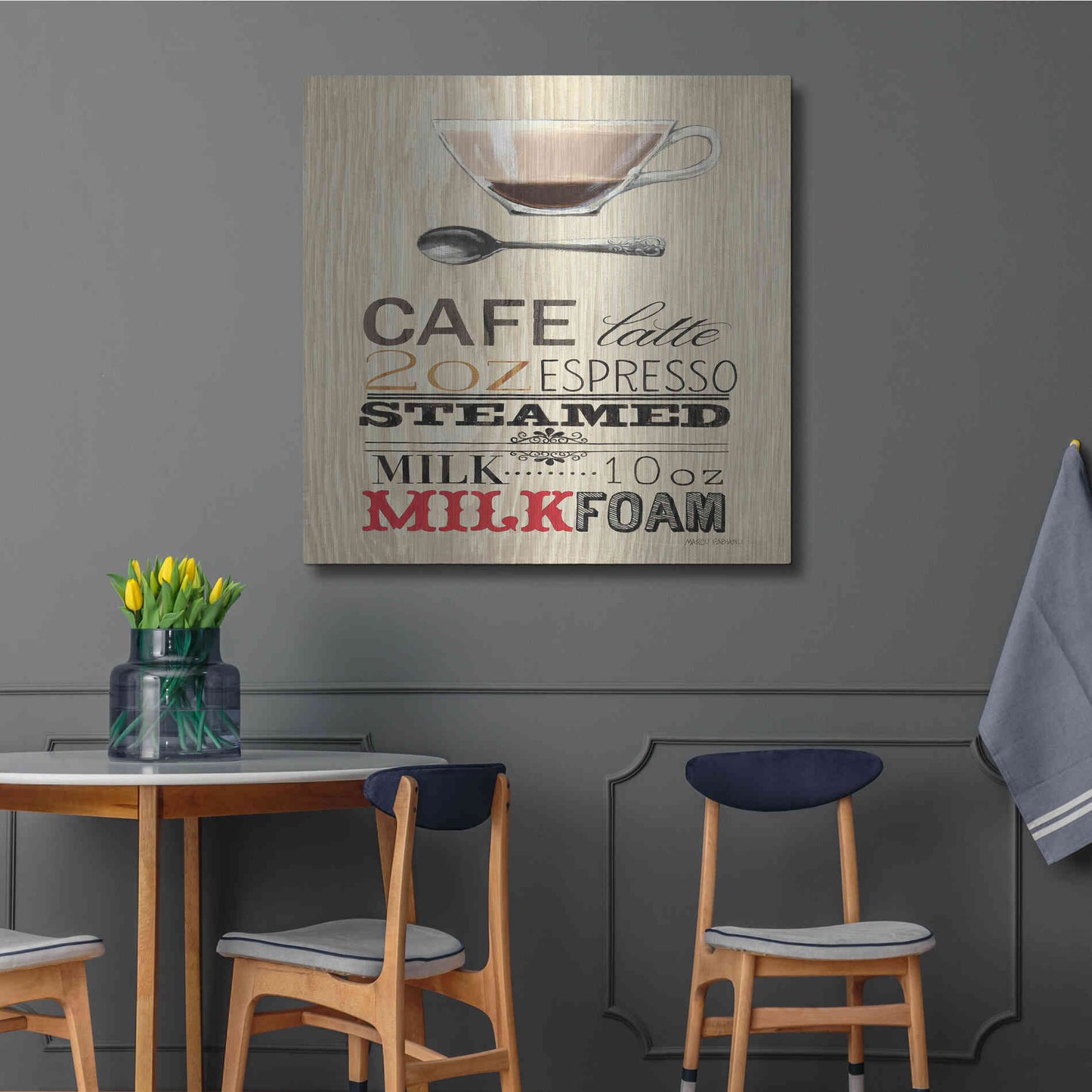 Luxe Metal Art 'Cafe Latte' by Marco Fabiano, Metal Wall Art,36x36