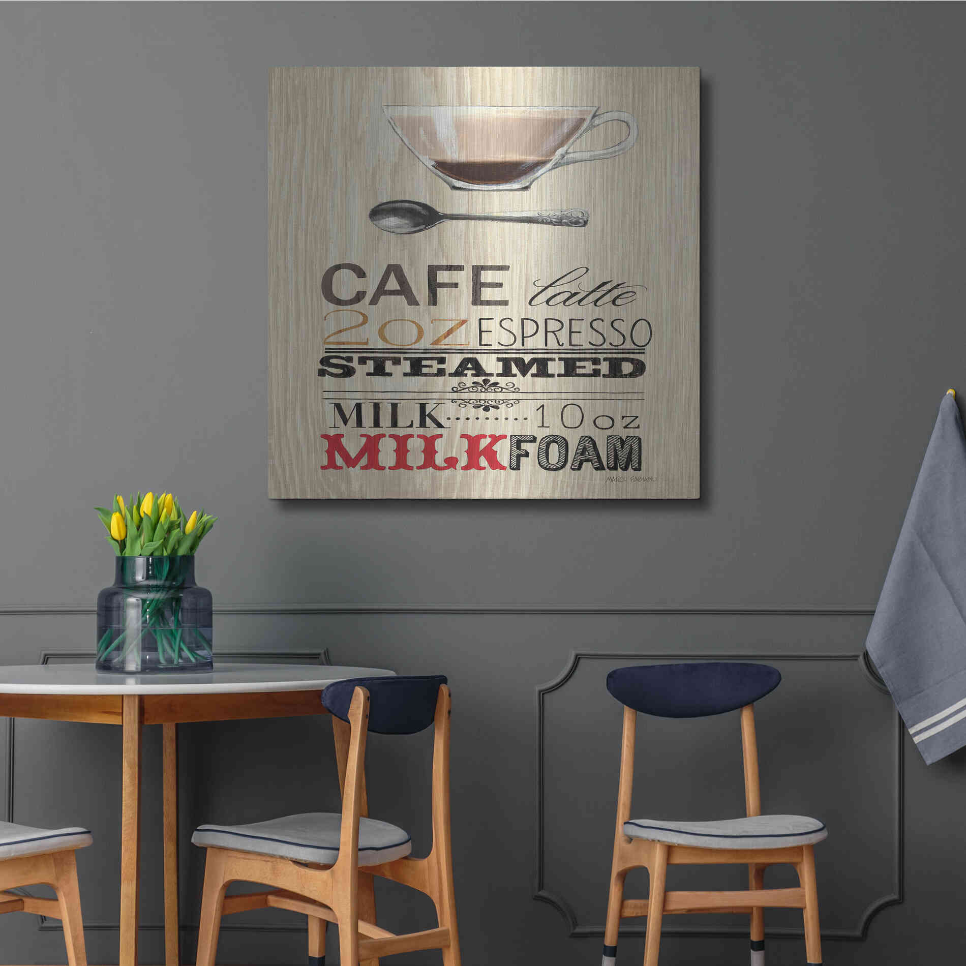 Luxe Metal Art 'Cafe Latte' by Marco Fabiano, Metal Wall Art,36x36