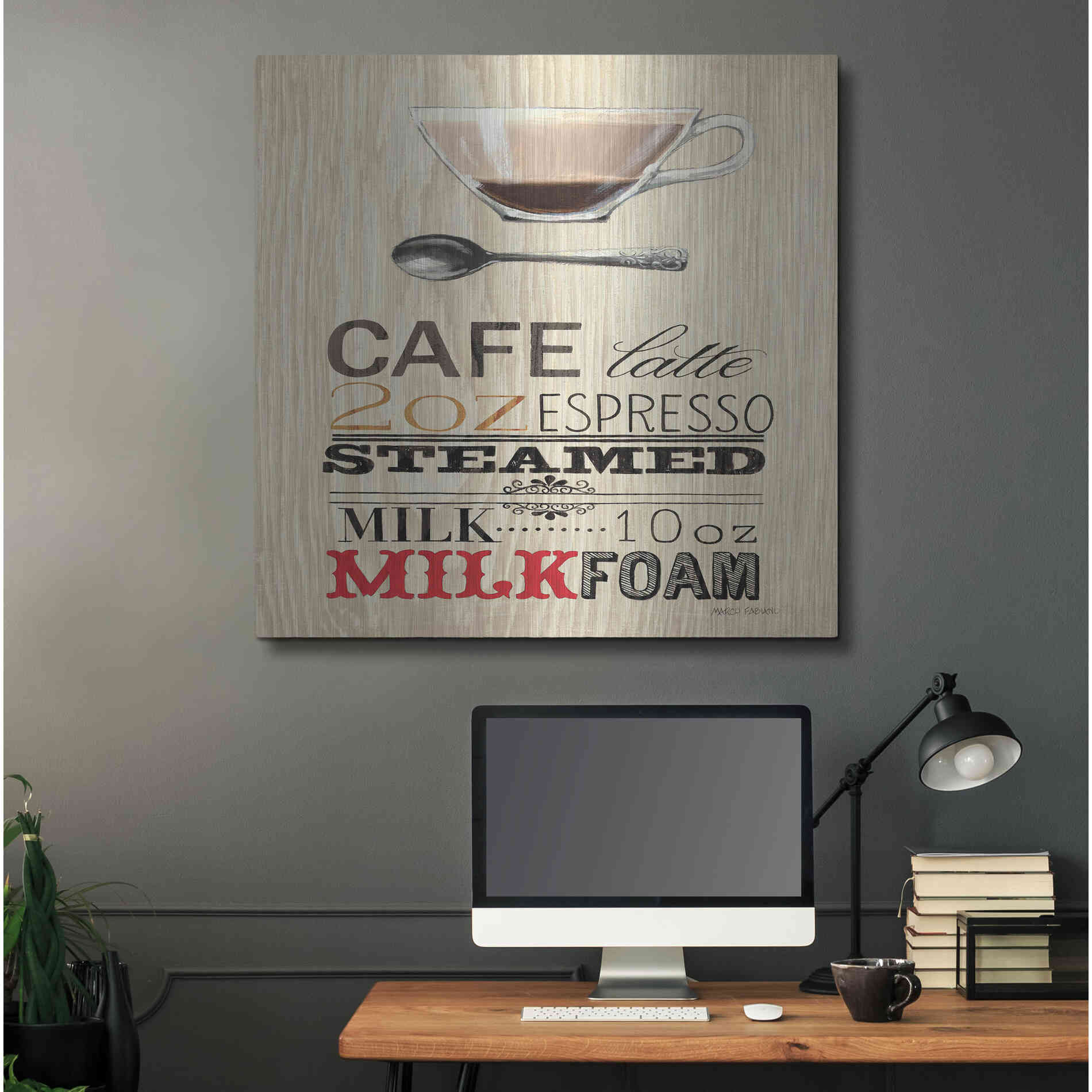 Luxe Metal Art 'Cafe Latte' by Marco Fabiano, Metal Wall Art,36x36