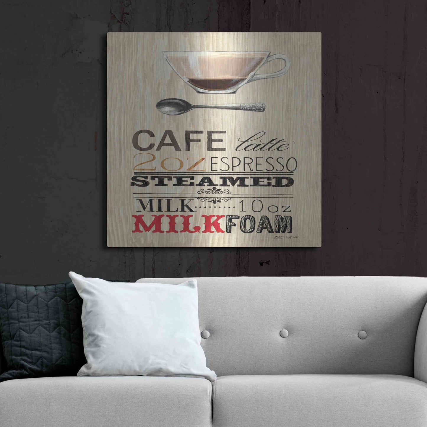 Luxe Metal Art 'Cafe Latte' by Marco Fabiano, Metal Wall Art,36x36