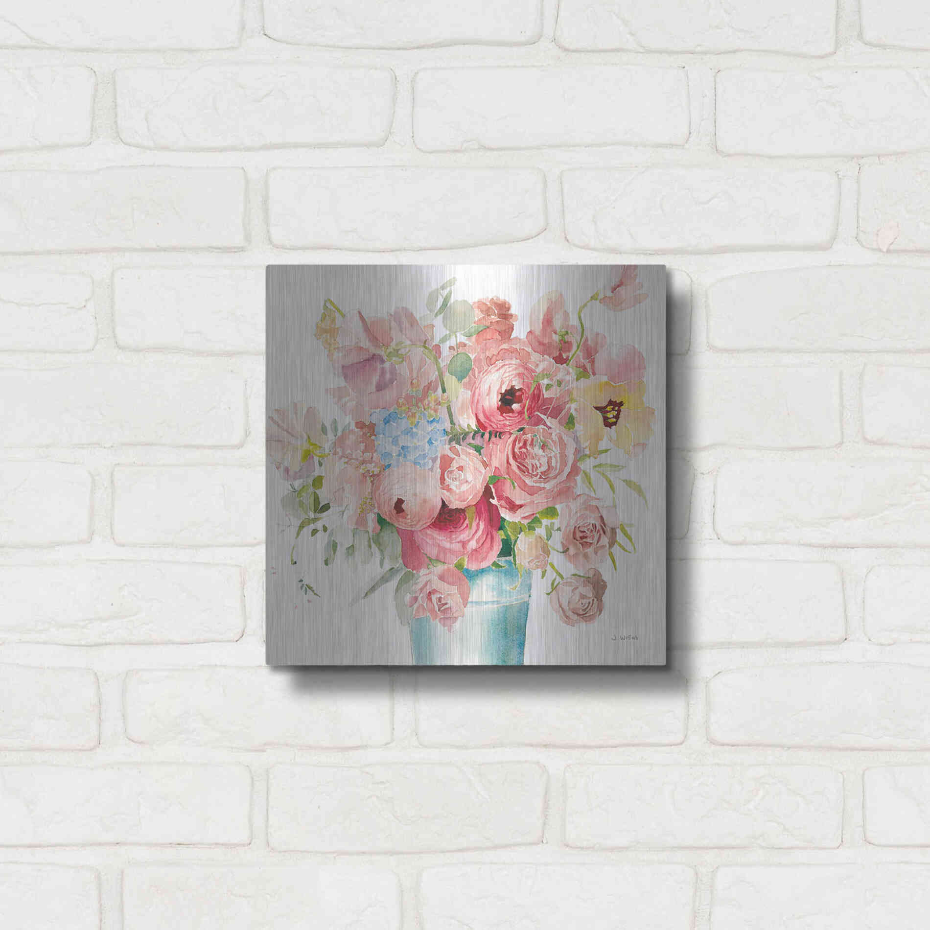 Luxe Metal Art 'Boho Bouquet VII' by James Wiens, Metal Wall Art,12x12