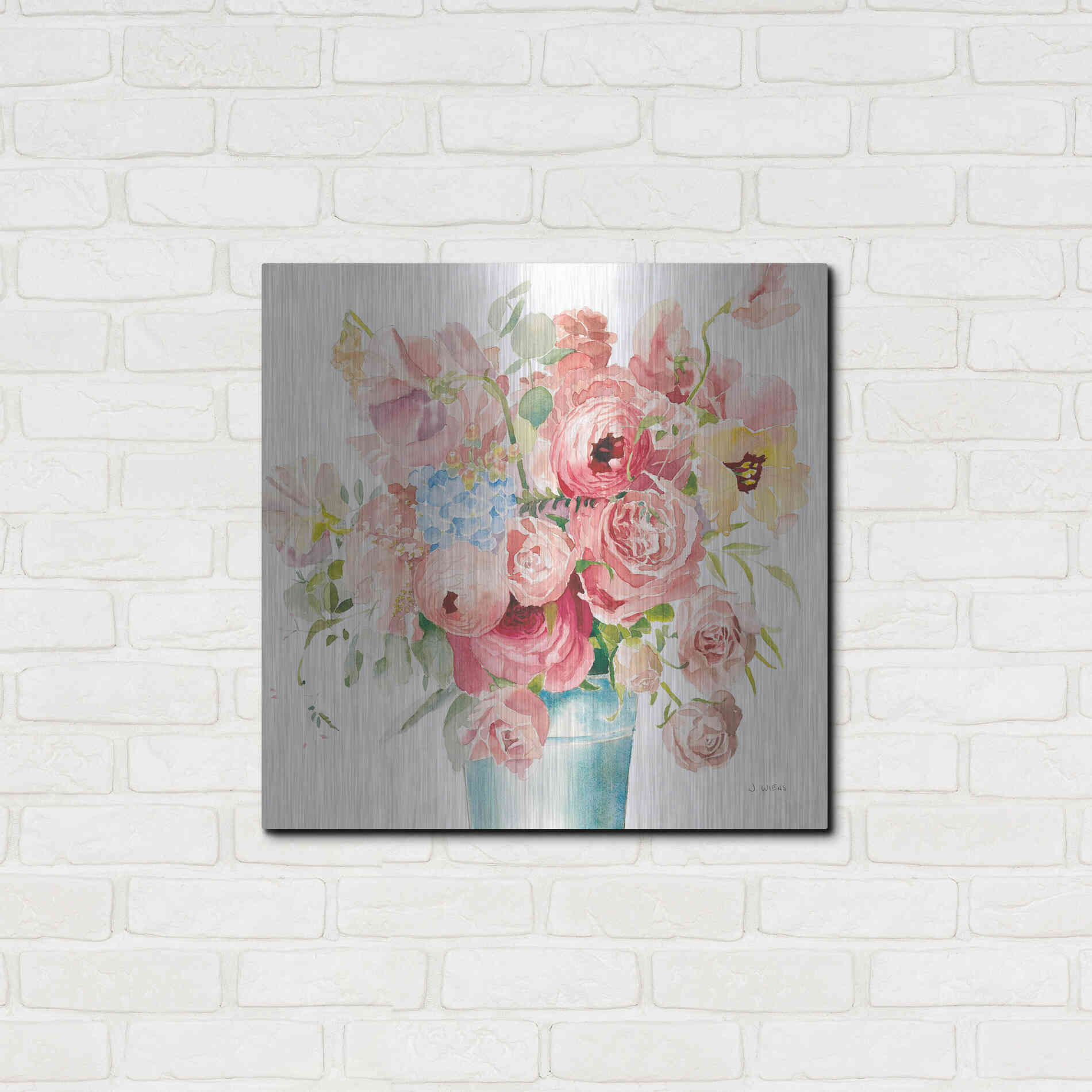 Luxe Metal Art 'Boho Bouquet VII' by James Wiens, Metal Wall Art,24x24