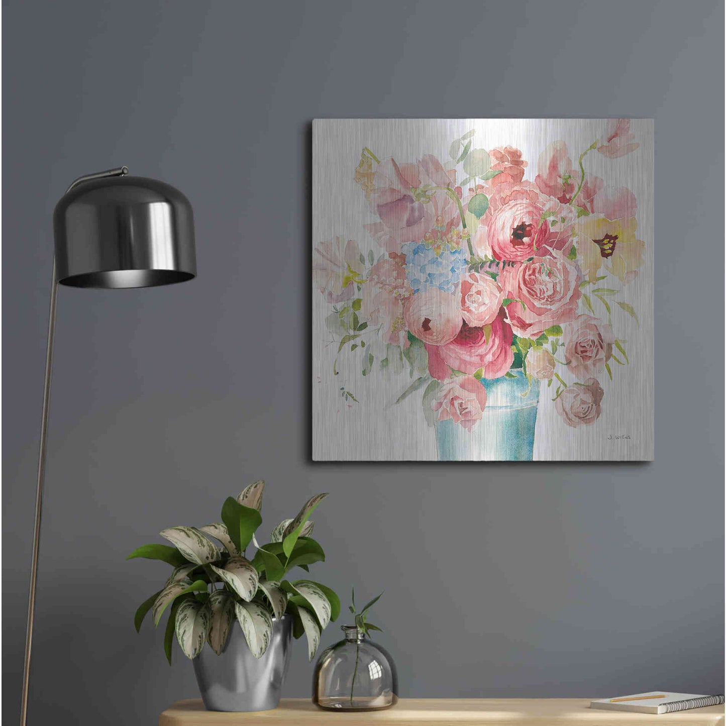 Luxe Metal Art 'Boho Bouquet VII' by James Wiens, Metal Wall Art,24x24