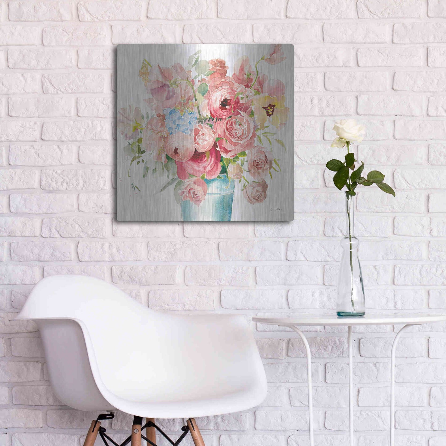 Luxe Metal Art 'Boho Bouquet VII' by James Wiens, Metal Wall Art,24x24