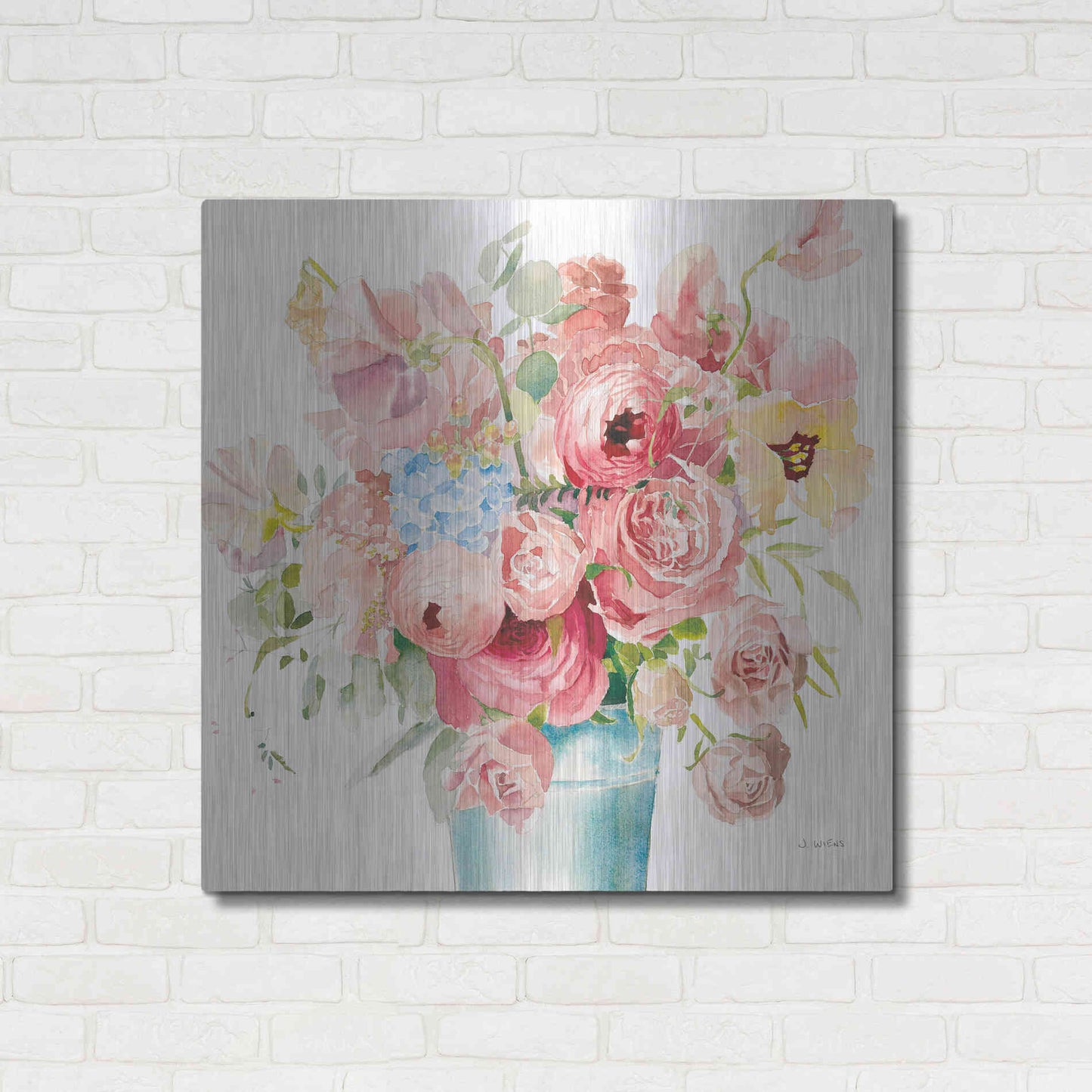 Luxe Metal Art 'Boho Bouquet VII' by James Wiens, Metal Wall Art,36x36