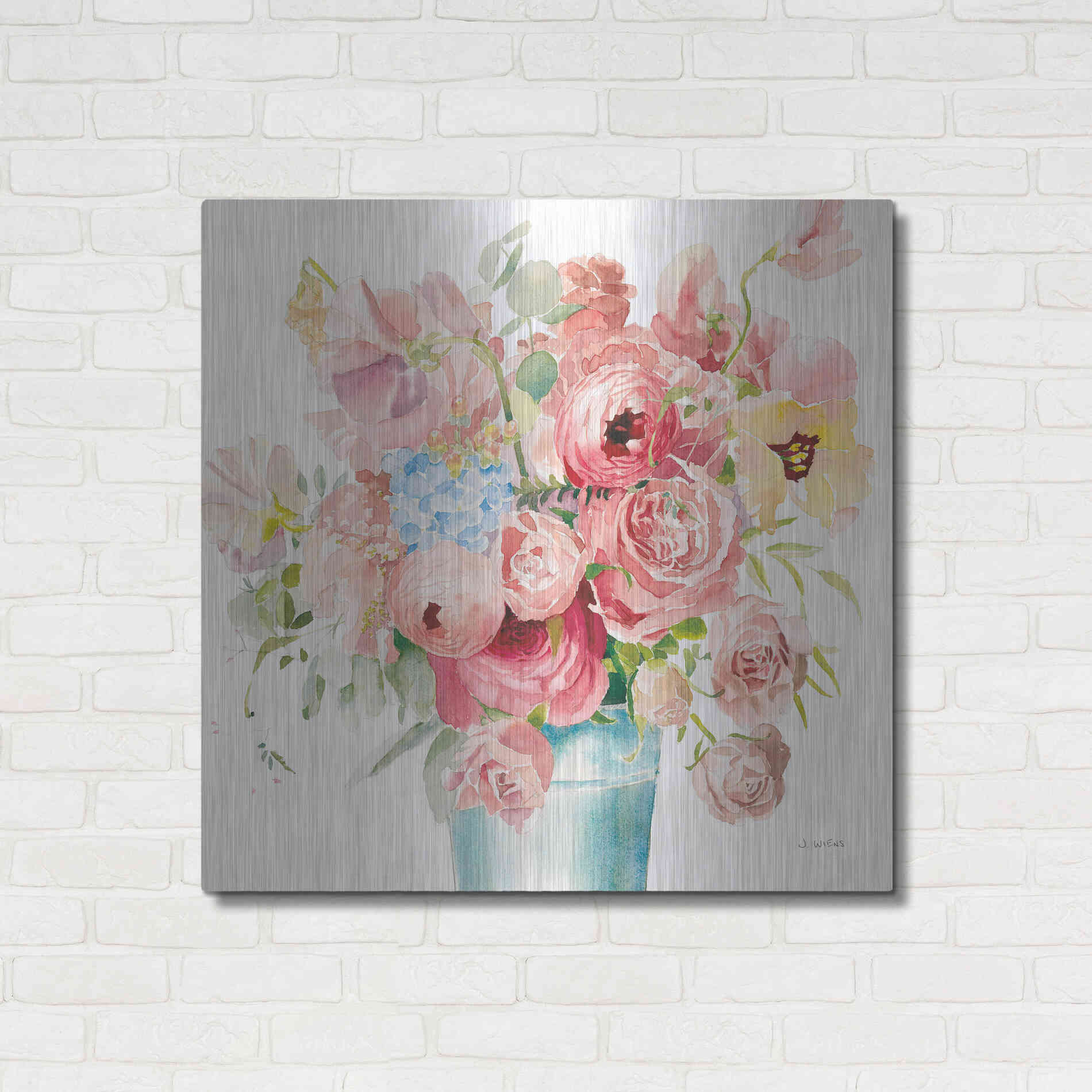 Luxe Metal Art 'Boho Bouquet VII' by James Wiens, Metal Wall Art,36x36