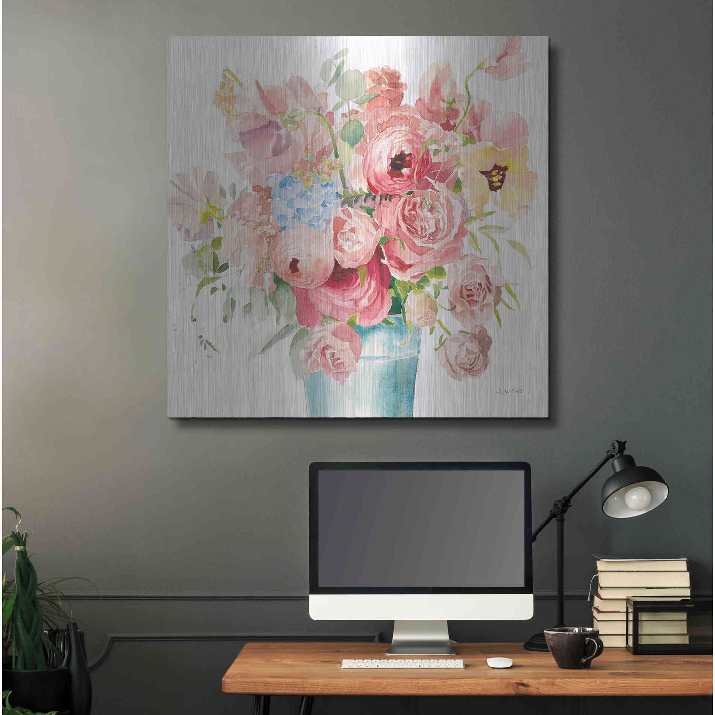 Luxe Metal Art 'Boho Bouquet VII' by James Wiens, Metal Wall Art,36x36