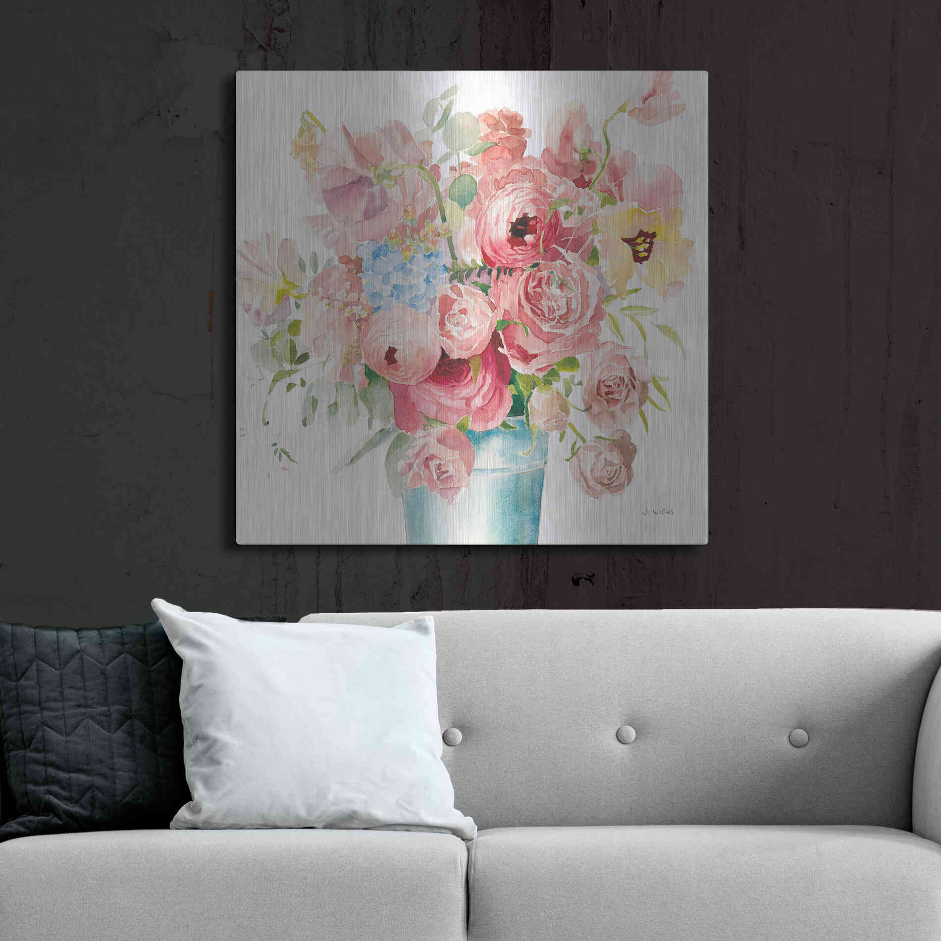 Luxe Metal Art 'Boho Bouquet VII' by James Wiens, Metal Wall Art,36x36