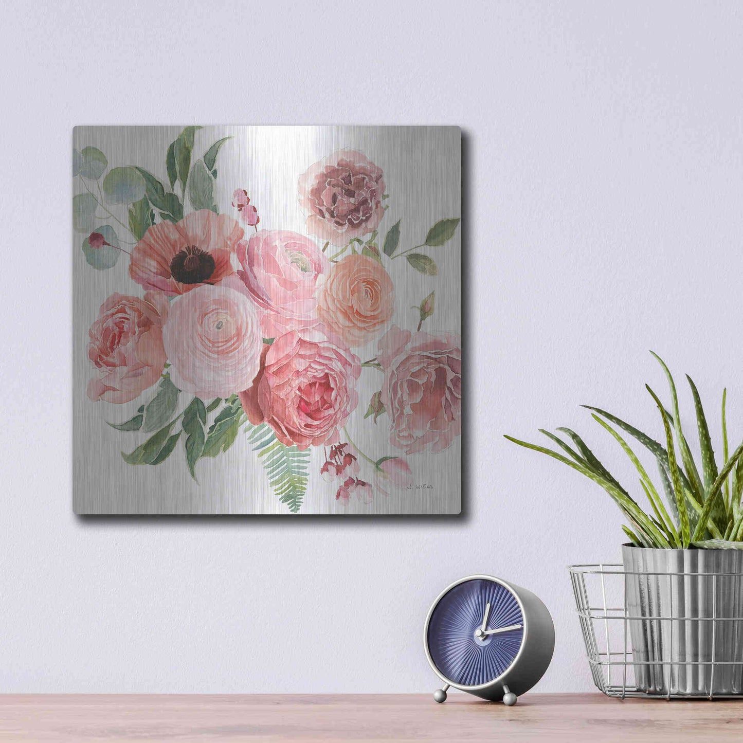 Luxe Metal Art 'Boho Bouquet VIII' by James Wiens, Metal Wall Art,12x12