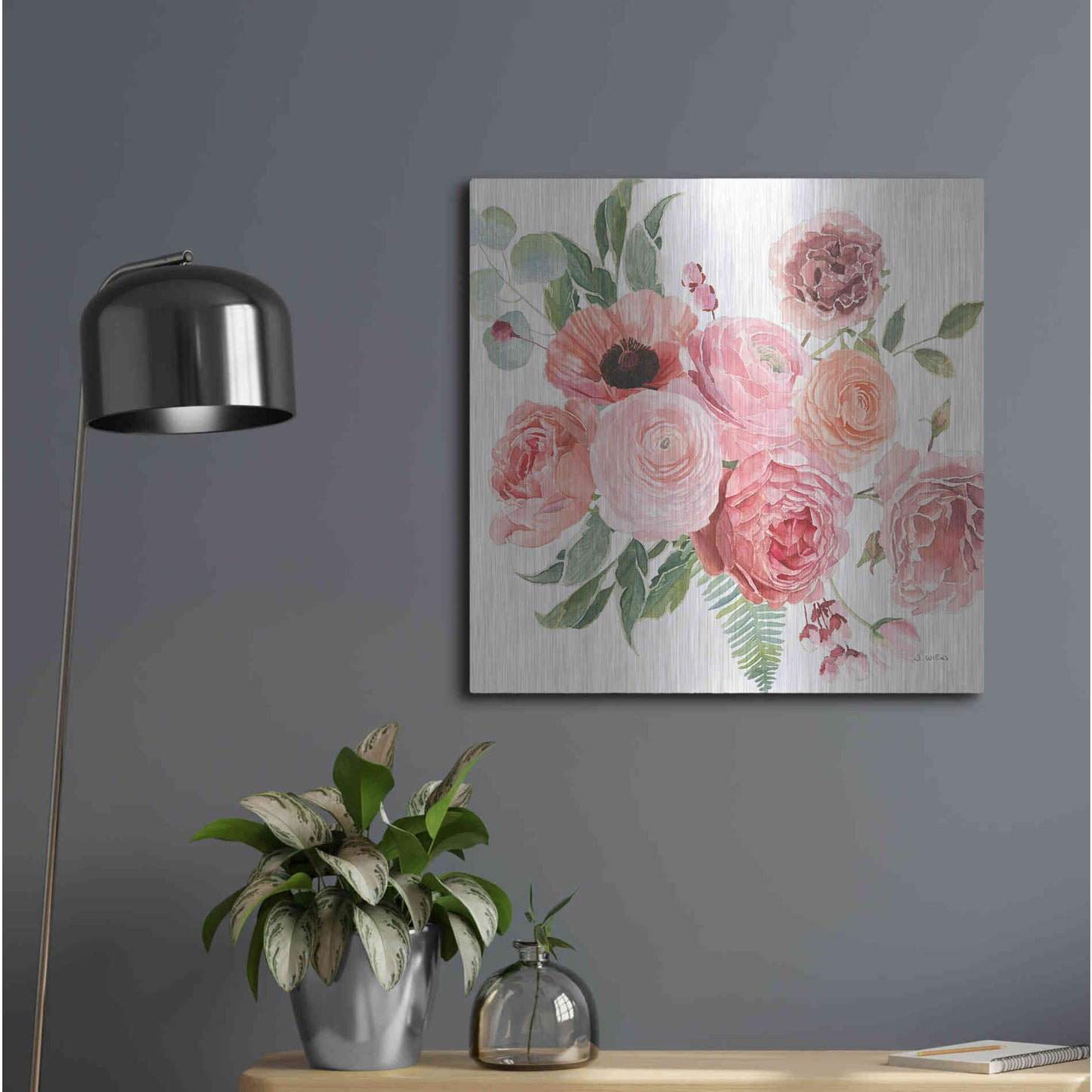 Luxe Metal Art 'Boho Bouquet VIII' by James Wiens, Metal Wall Art,24x24