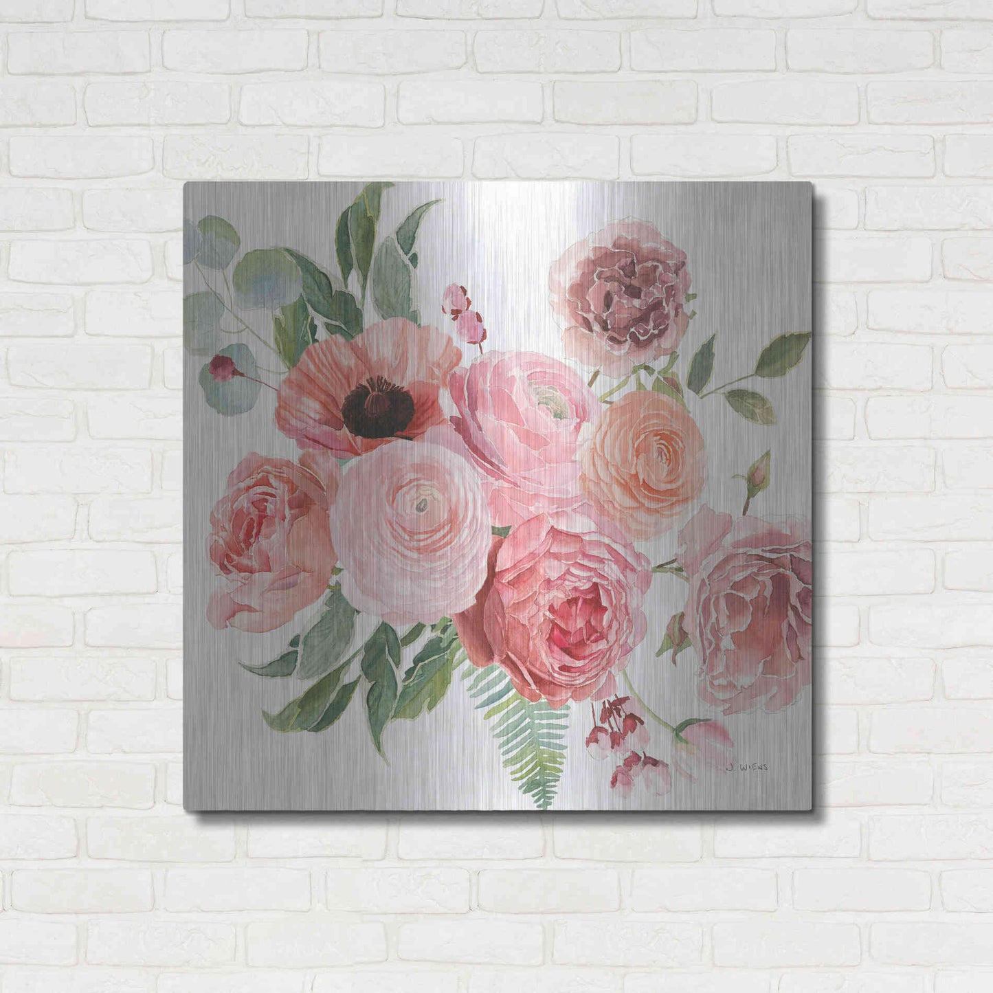 Luxe Metal Art 'Boho Bouquet VIII' by James Wiens, Metal Wall Art,36x36