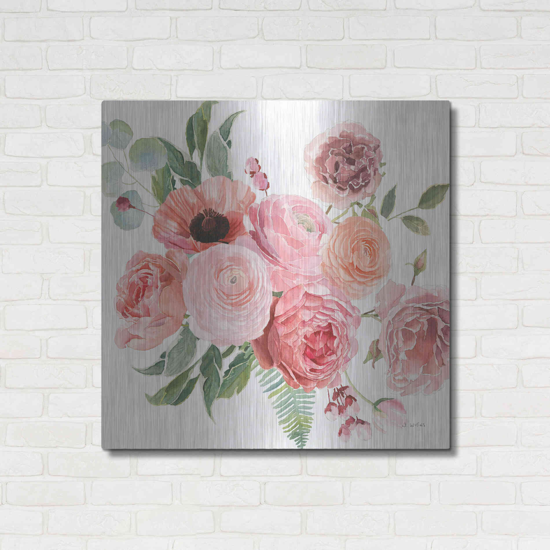 Luxe Metal Art 'Boho Bouquet VIII' by James Wiens, Metal Wall Art,36x36