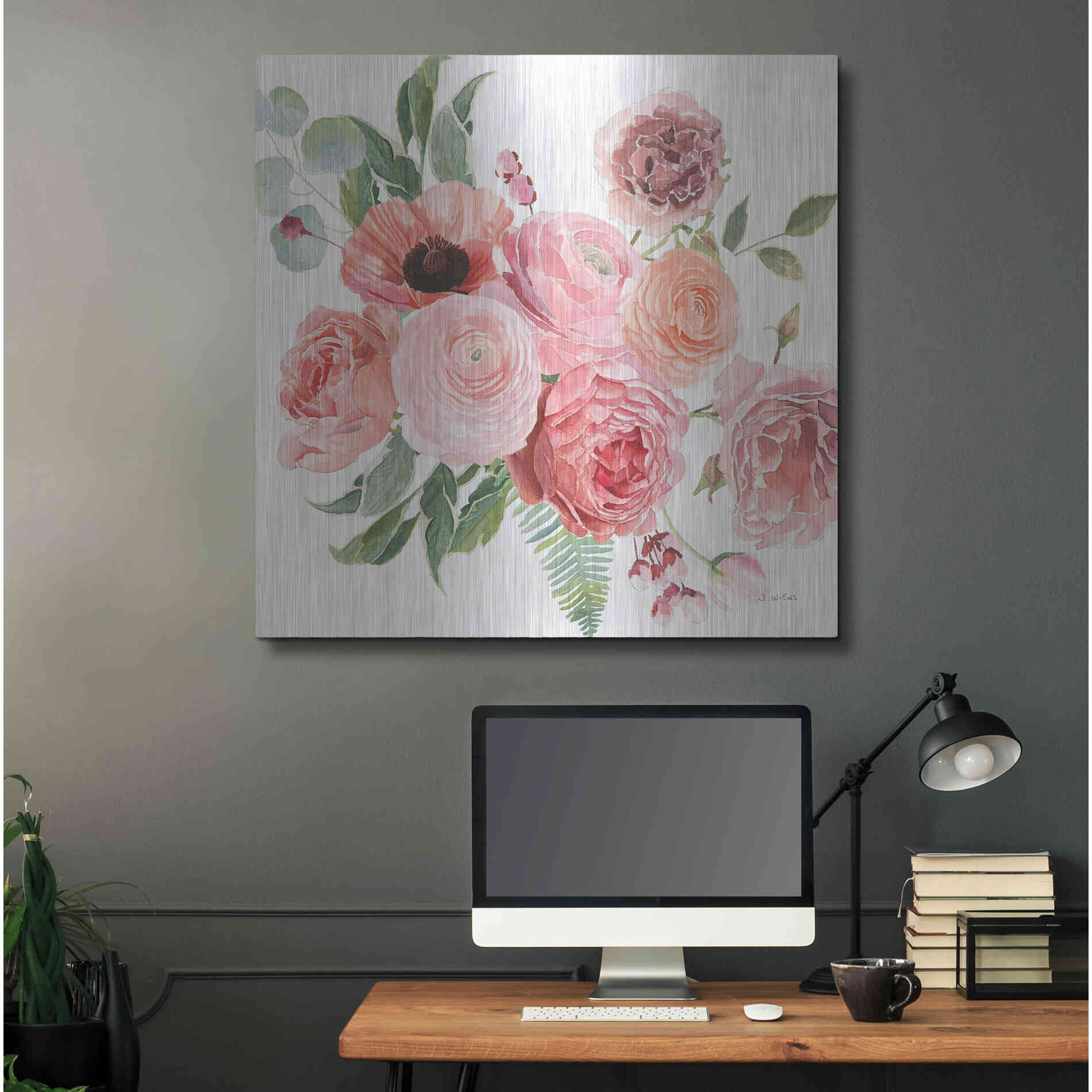 Luxe Metal Art 'Boho Bouquet VIII' by James Wiens, Metal Wall Art,36x36