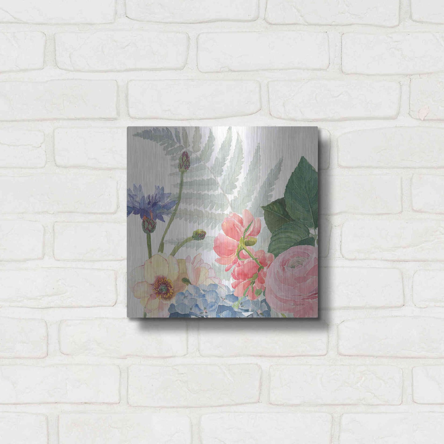 Luxe Metal Art 'Boho Bouquet IX' by James Wiens, Metal Wall Art,12x12