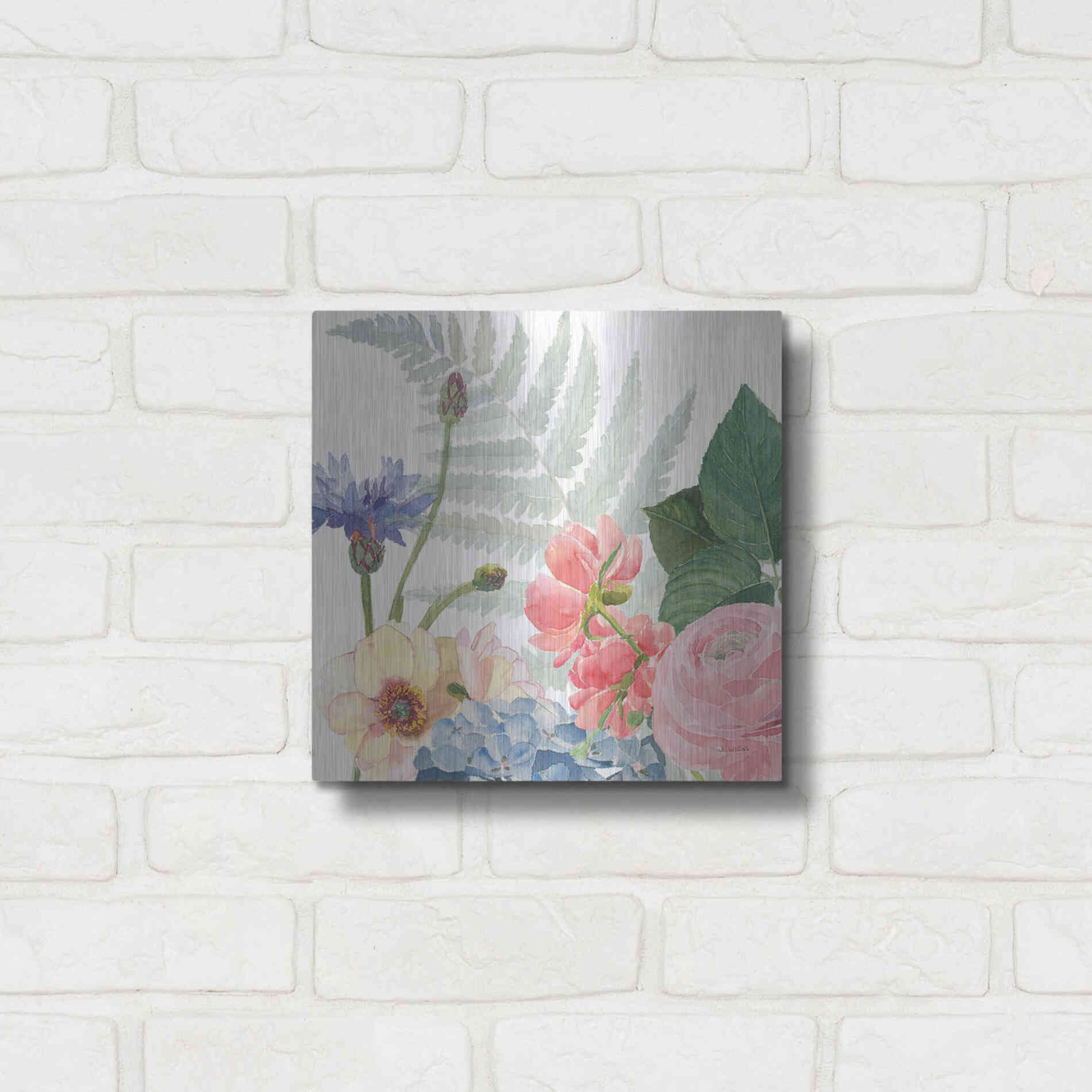 Luxe Metal Art 'Boho Bouquet IX' by James Wiens, Metal Wall Art,12x12