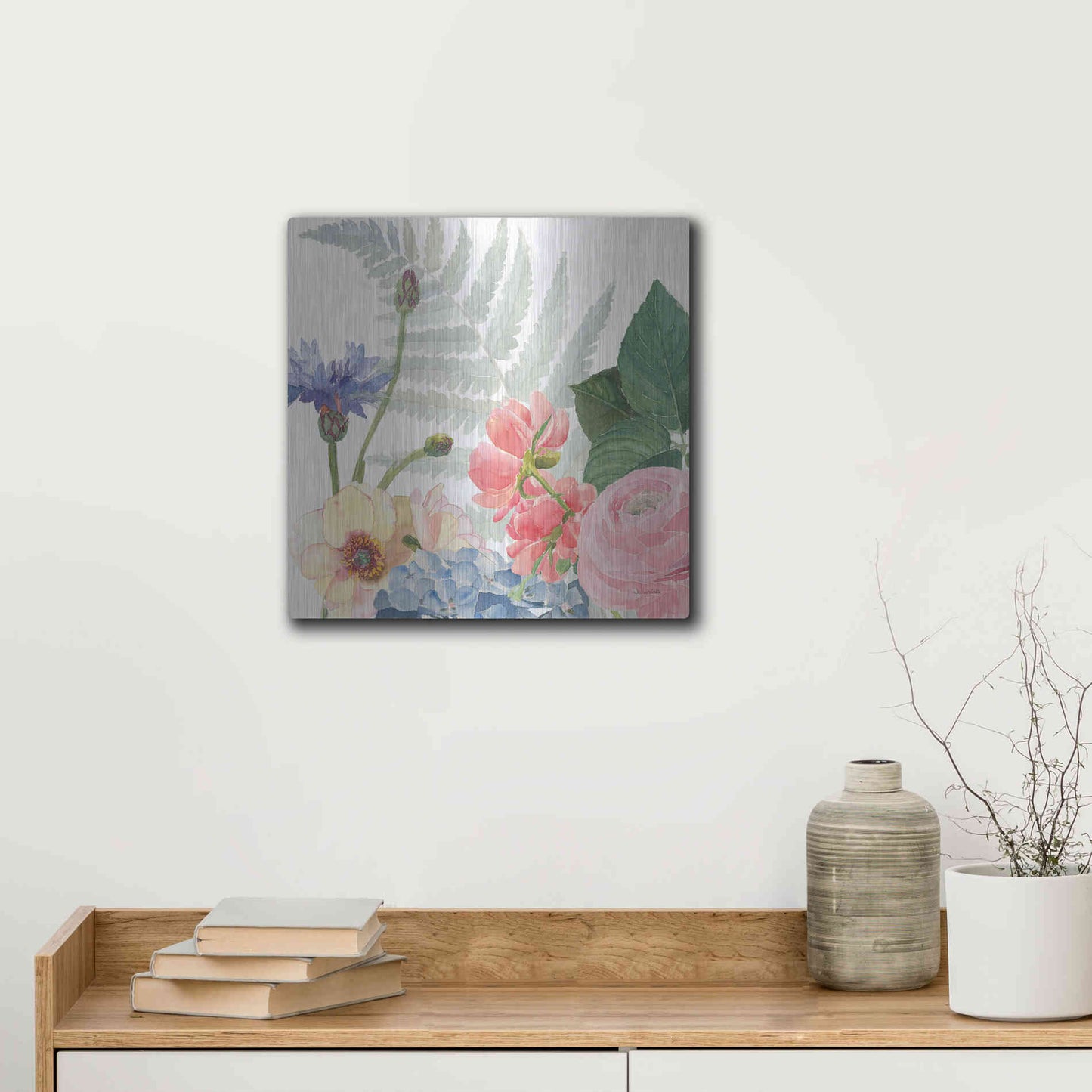 Luxe Metal Art 'Boho Bouquet IX' by James Wiens, Metal Wall Art,12x12