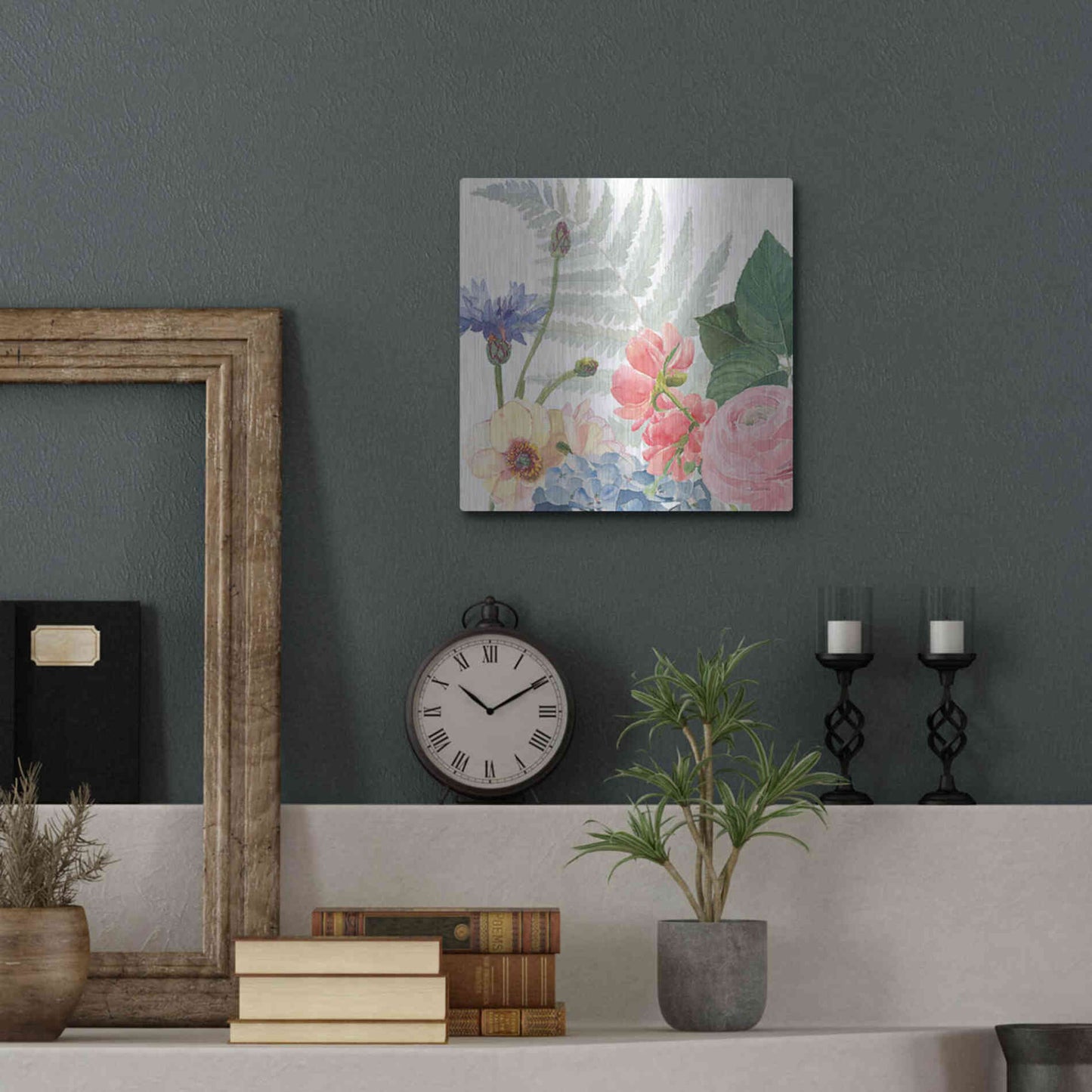 Luxe Metal Art 'Boho Bouquet IX' by James Wiens, Metal Wall Art,12x12