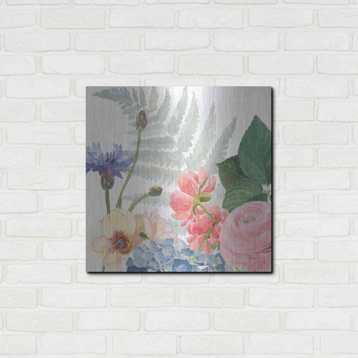 Luxe Metal Art 'Boho Bouquet IX' by James Wiens, Metal Wall Art,24x24