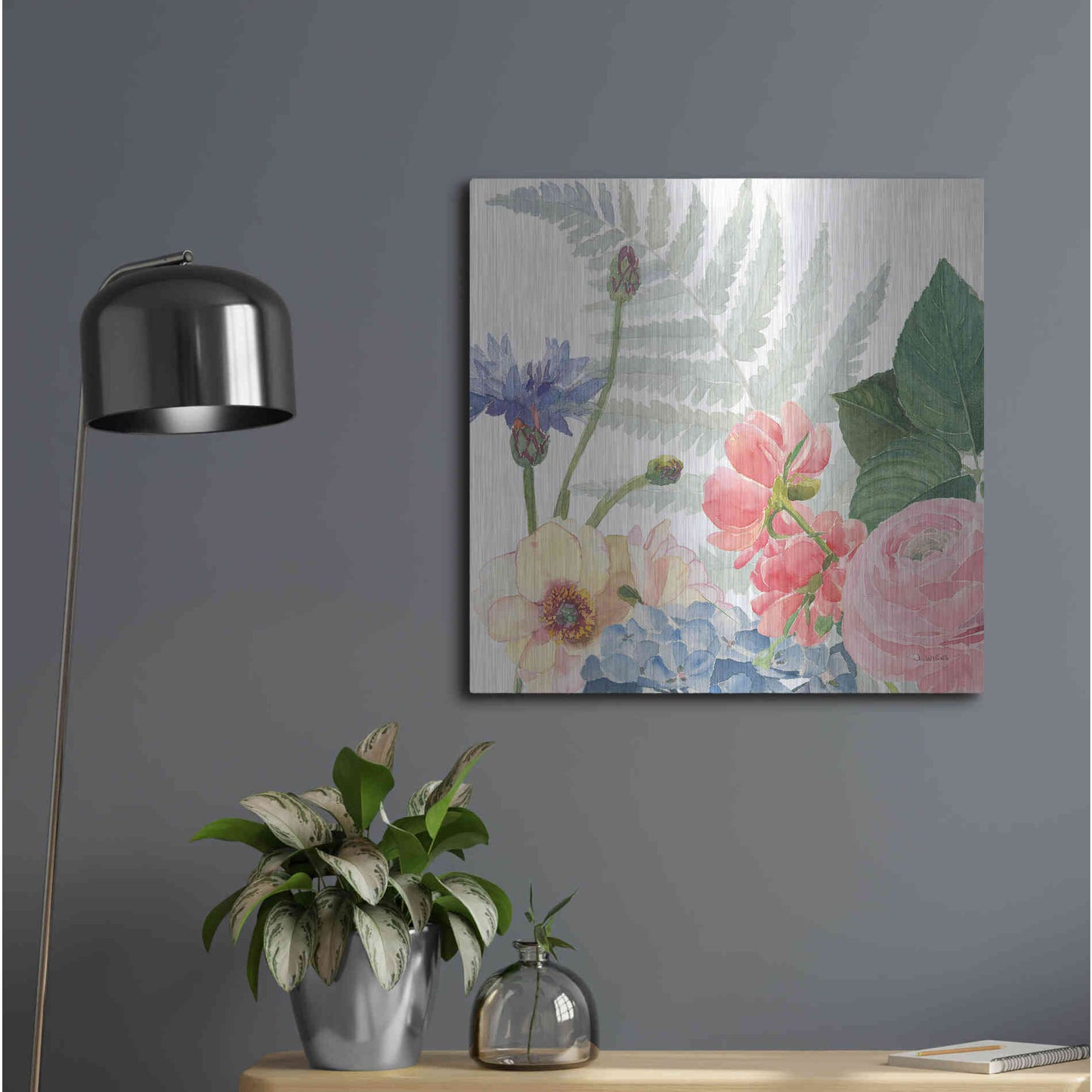 Luxe Metal Art 'Boho Bouquet IX' by James Wiens, Metal Wall Art,24x24