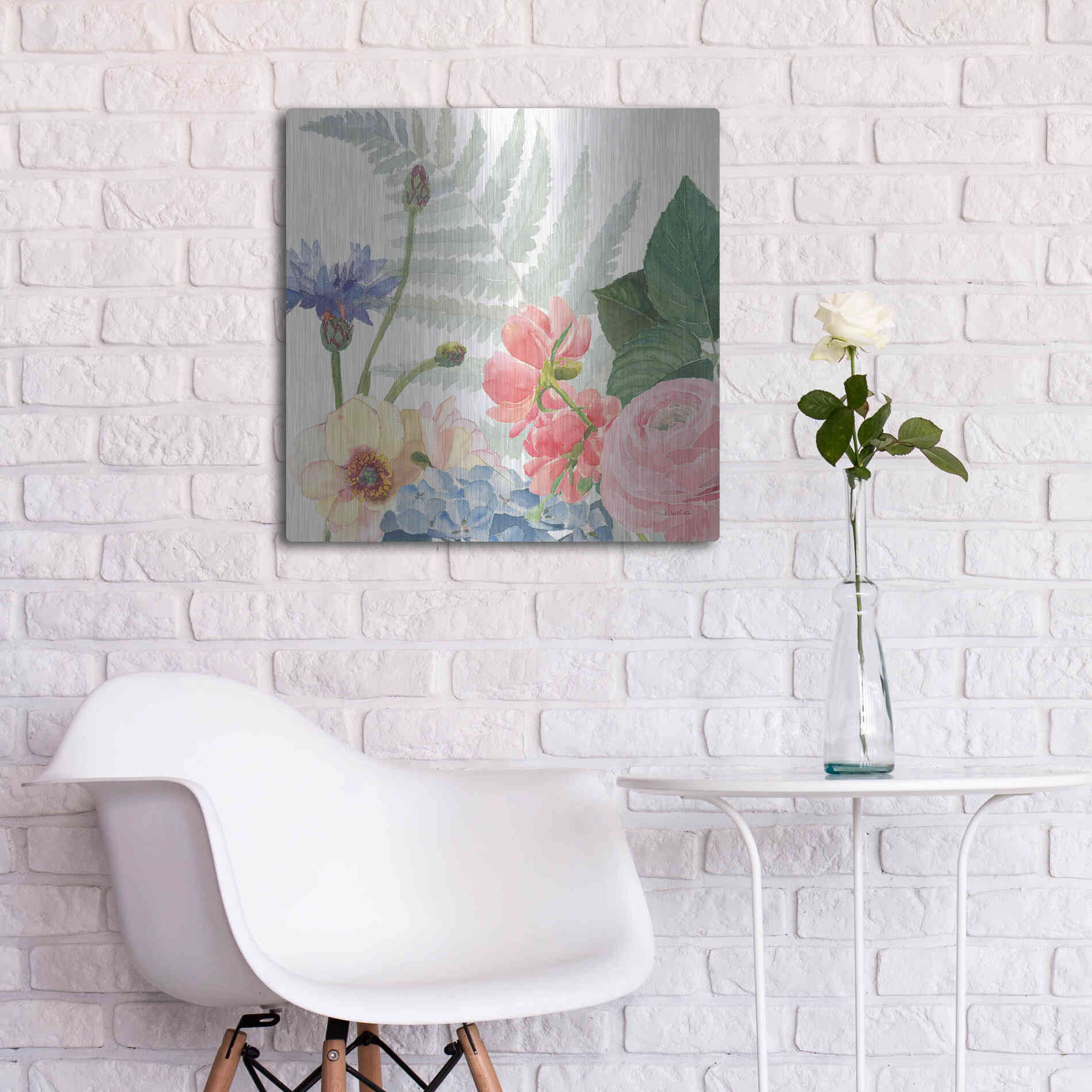 Luxe Metal Art 'Boho Bouquet IX' by James Wiens, Metal Wall Art,24x24