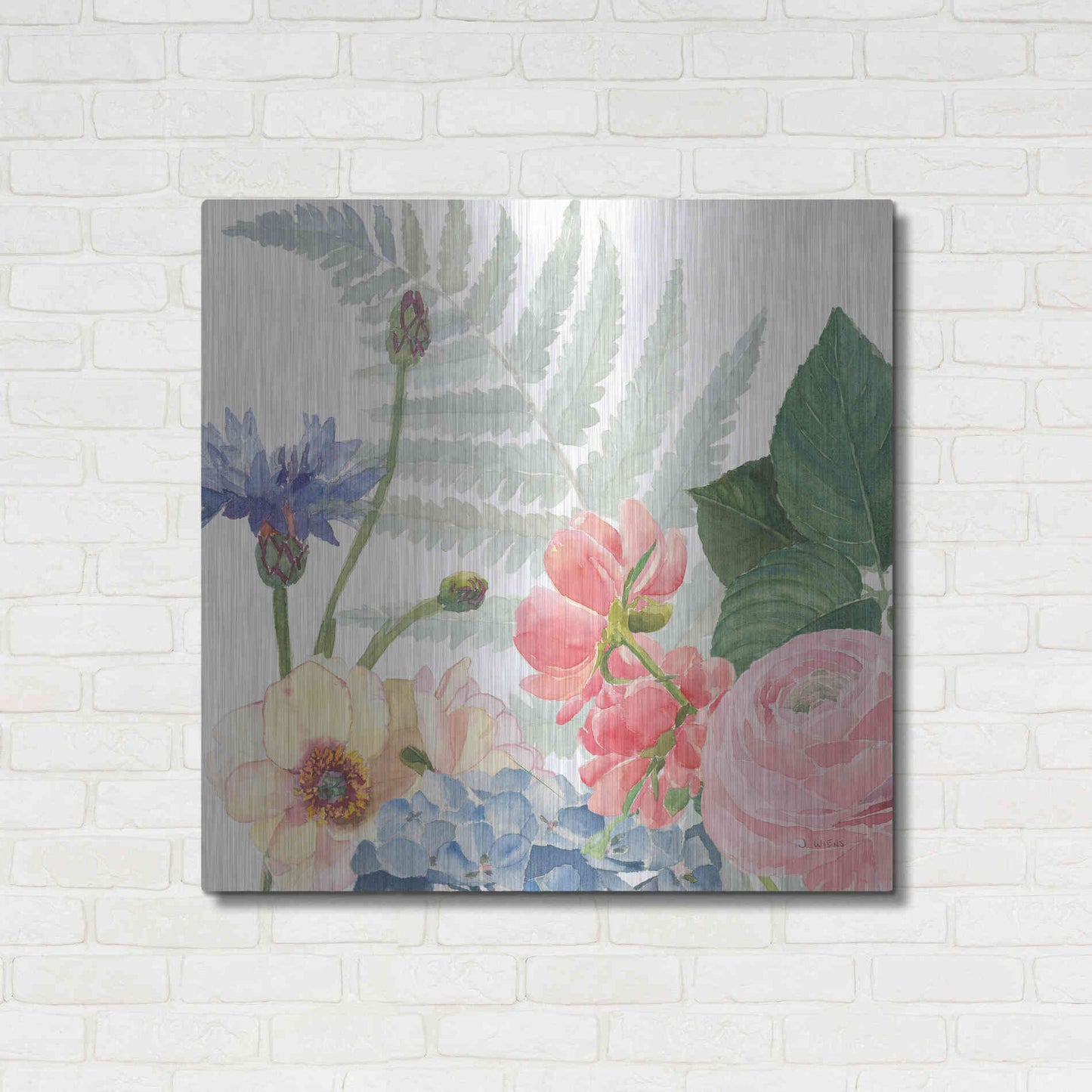 Luxe Metal Art 'Boho Bouquet IX' by James Wiens, Metal Wall Art,36x36