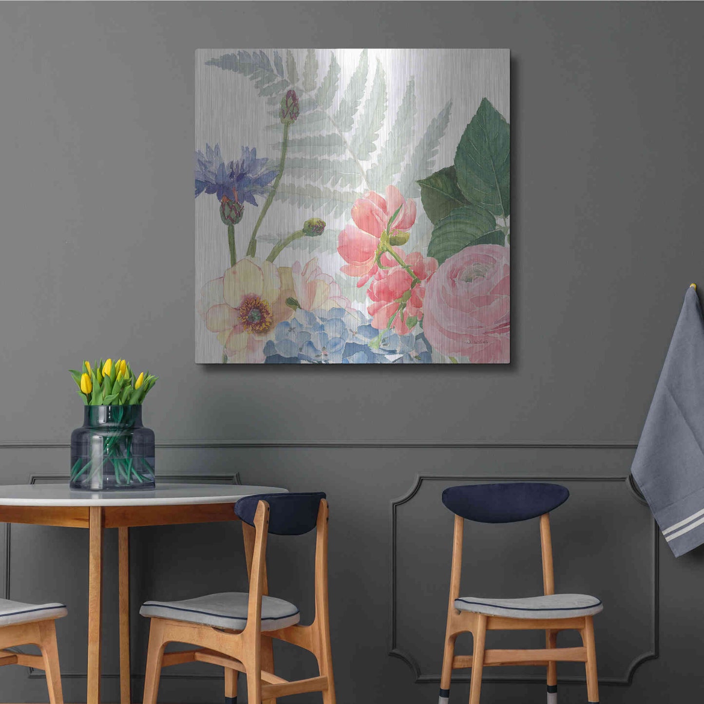 Luxe Metal Art 'Boho Bouquet IX' by James Wiens, Metal Wall Art,36x36