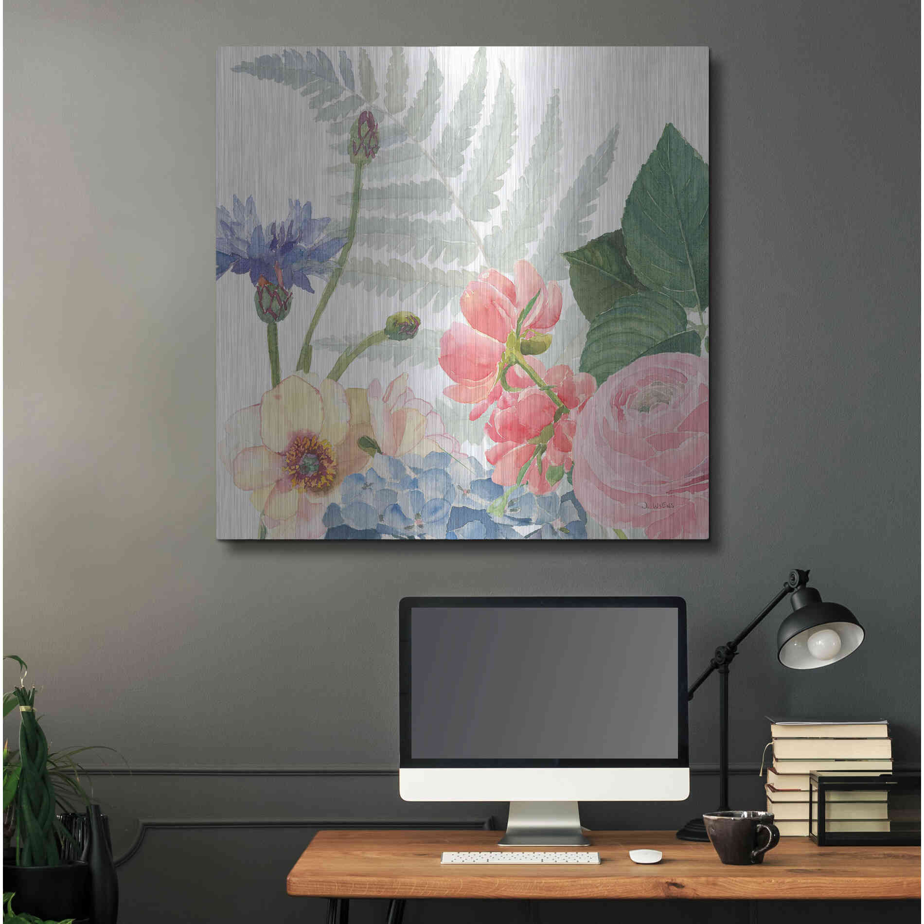 Luxe Metal Art 'Boho Bouquet IX' by James Wiens, Metal Wall Art,36x36