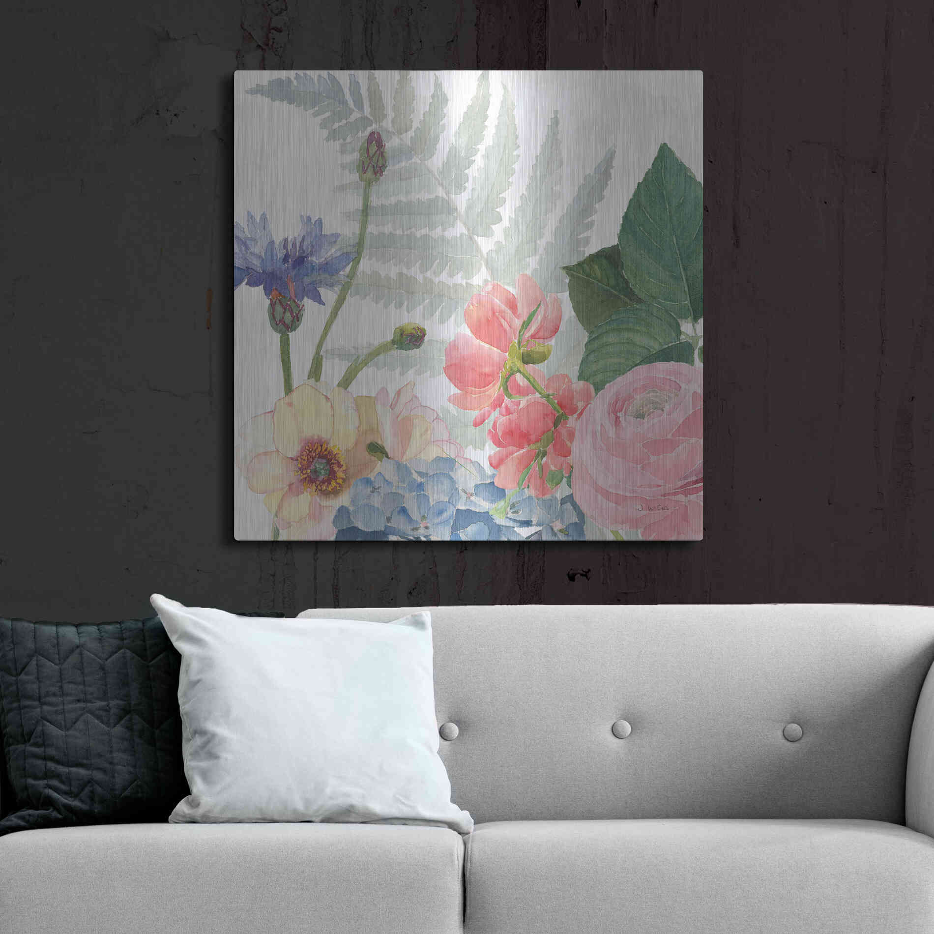 Luxe Metal Art 'Boho Bouquet IX' by James Wiens, Metal Wall Art,36x36