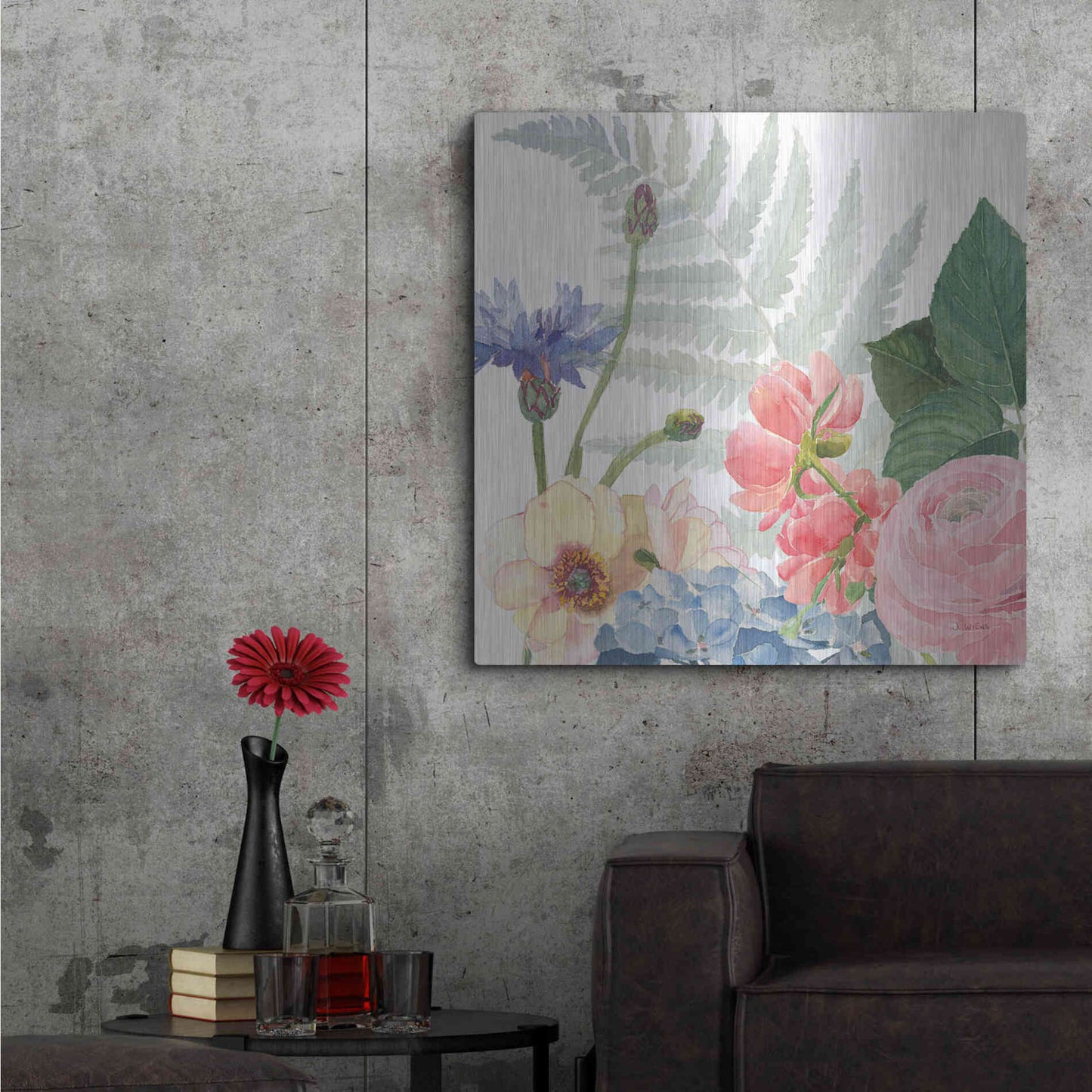 Luxe Metal Art 'Boho Bouquet IX' by James Wiens, Metal Wall Art,36x36