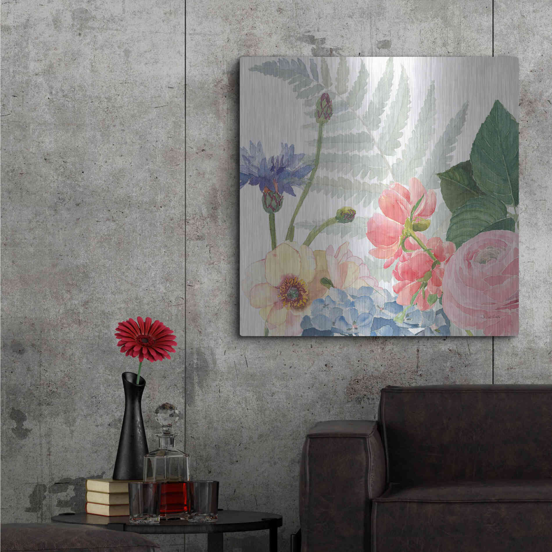 Luxe Metal Art 'Boho Bouquet IX' by James Wiens, Metal Wall Art,36x36