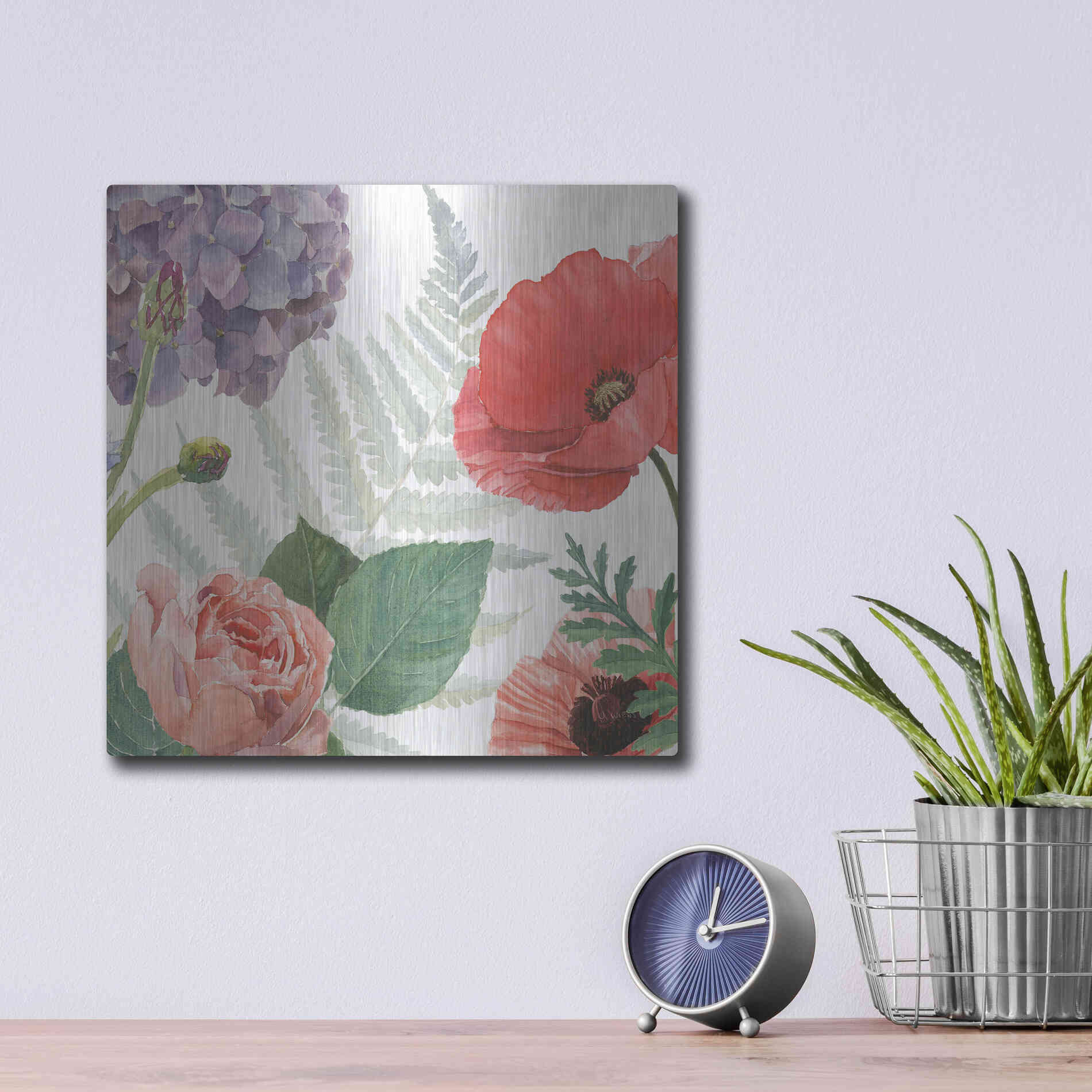 Luxe Metal Art 'Boho Bouquet XI' by James Wiens, Metal Wall Art,12x12