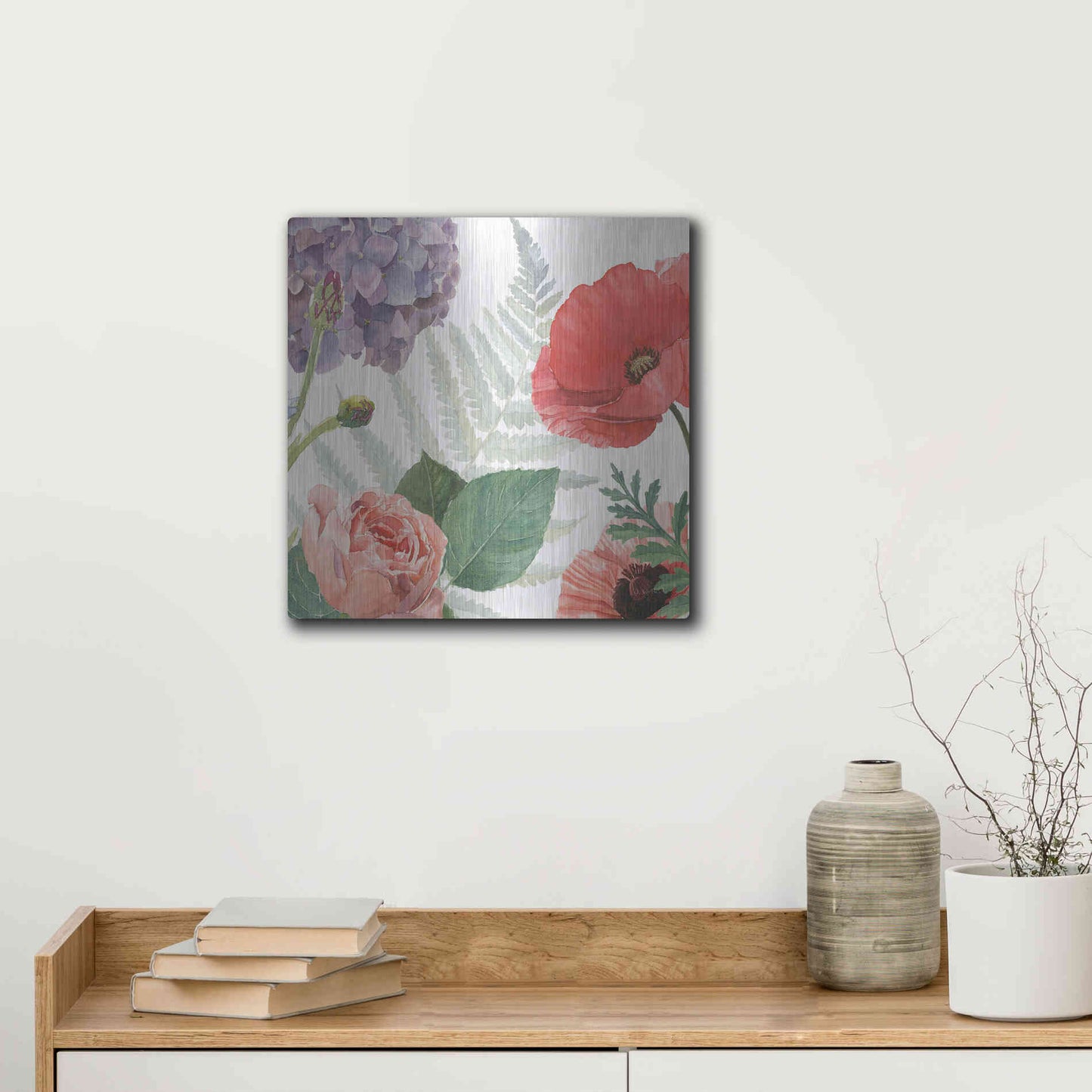 Luxe Metal Art 'Boho Bouquet XI' by James Wiens, Metal Wall Art,12x12