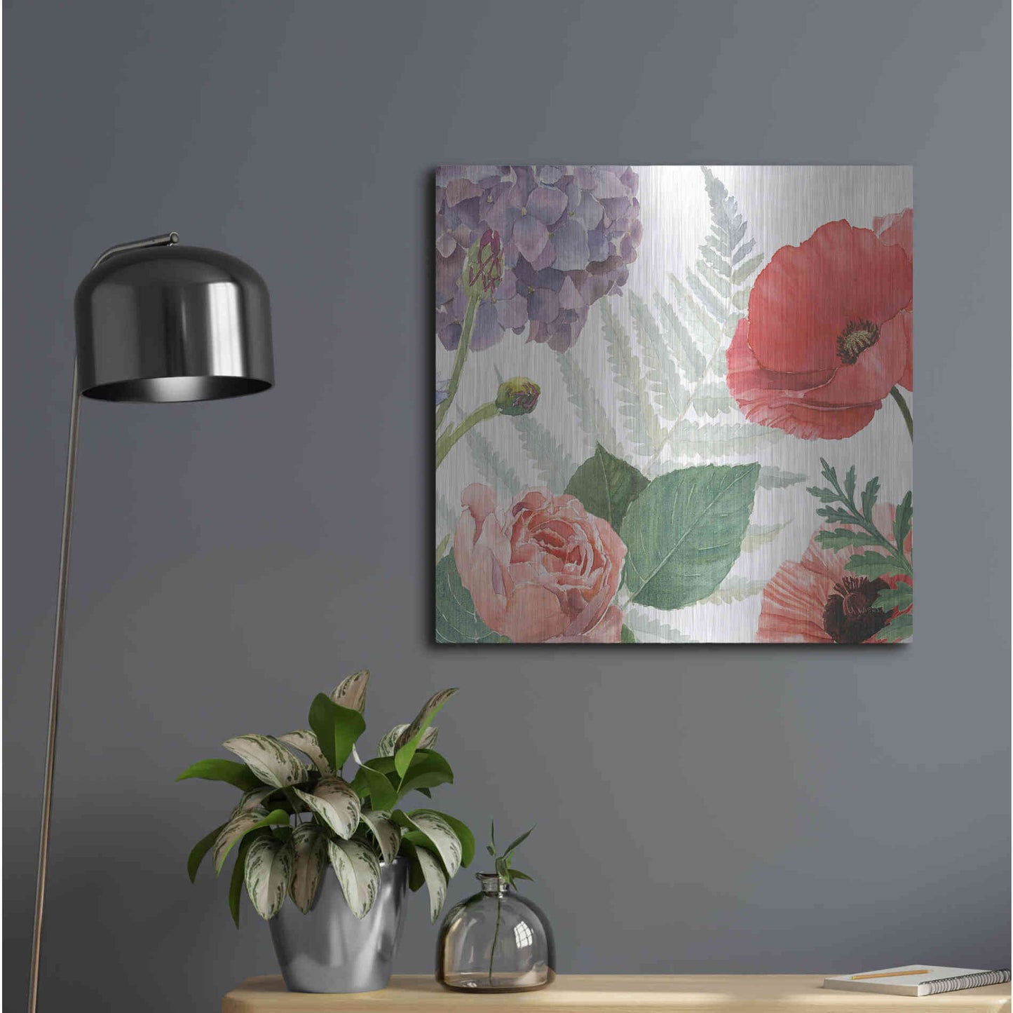 Luxe Metal Art 'Boho Bouquet XI' by James Wiens, Metal Wall Art,24x24