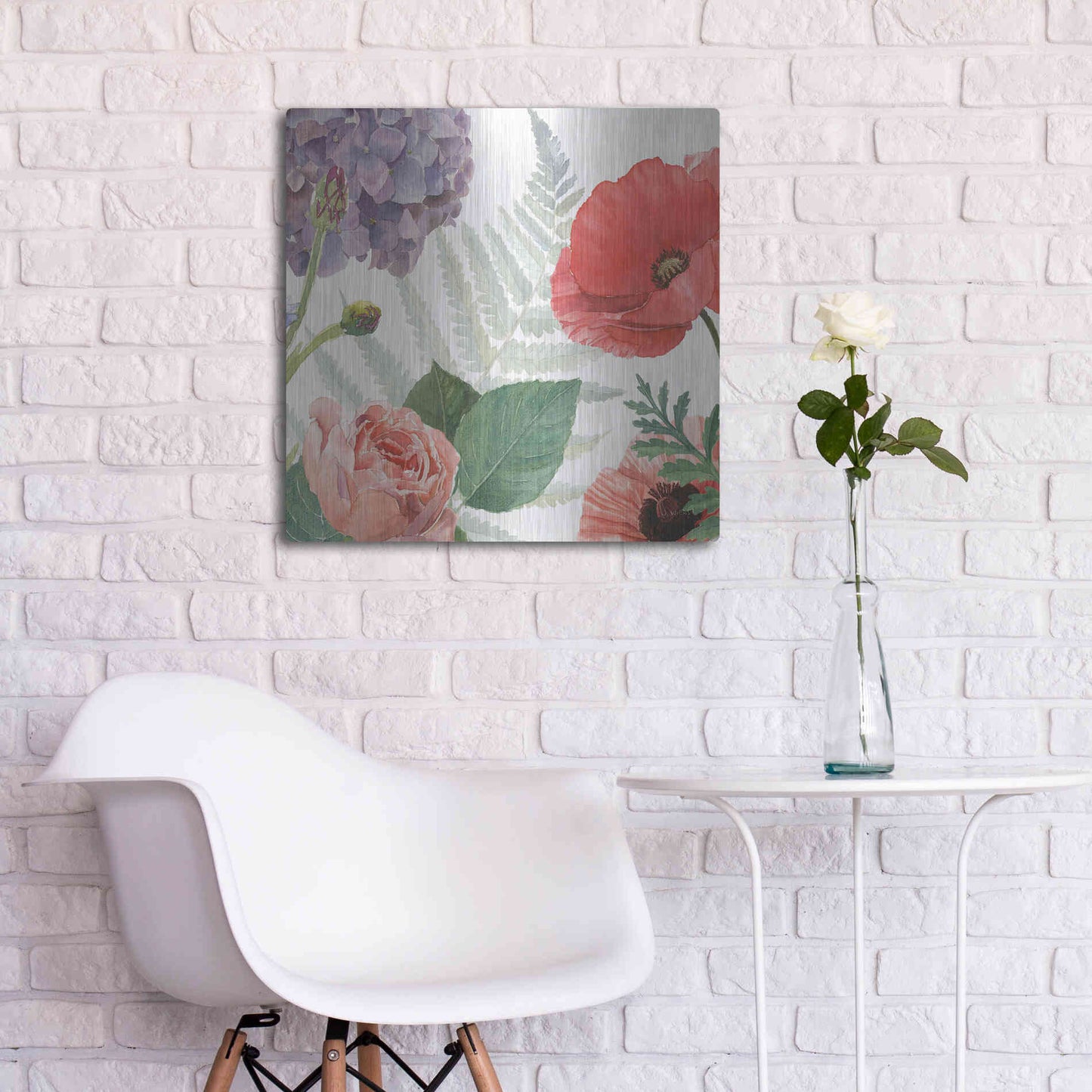 Luxe Metal Art 'Boho Bouquet XI' by James Wiens, Metal Wall Art,24x24