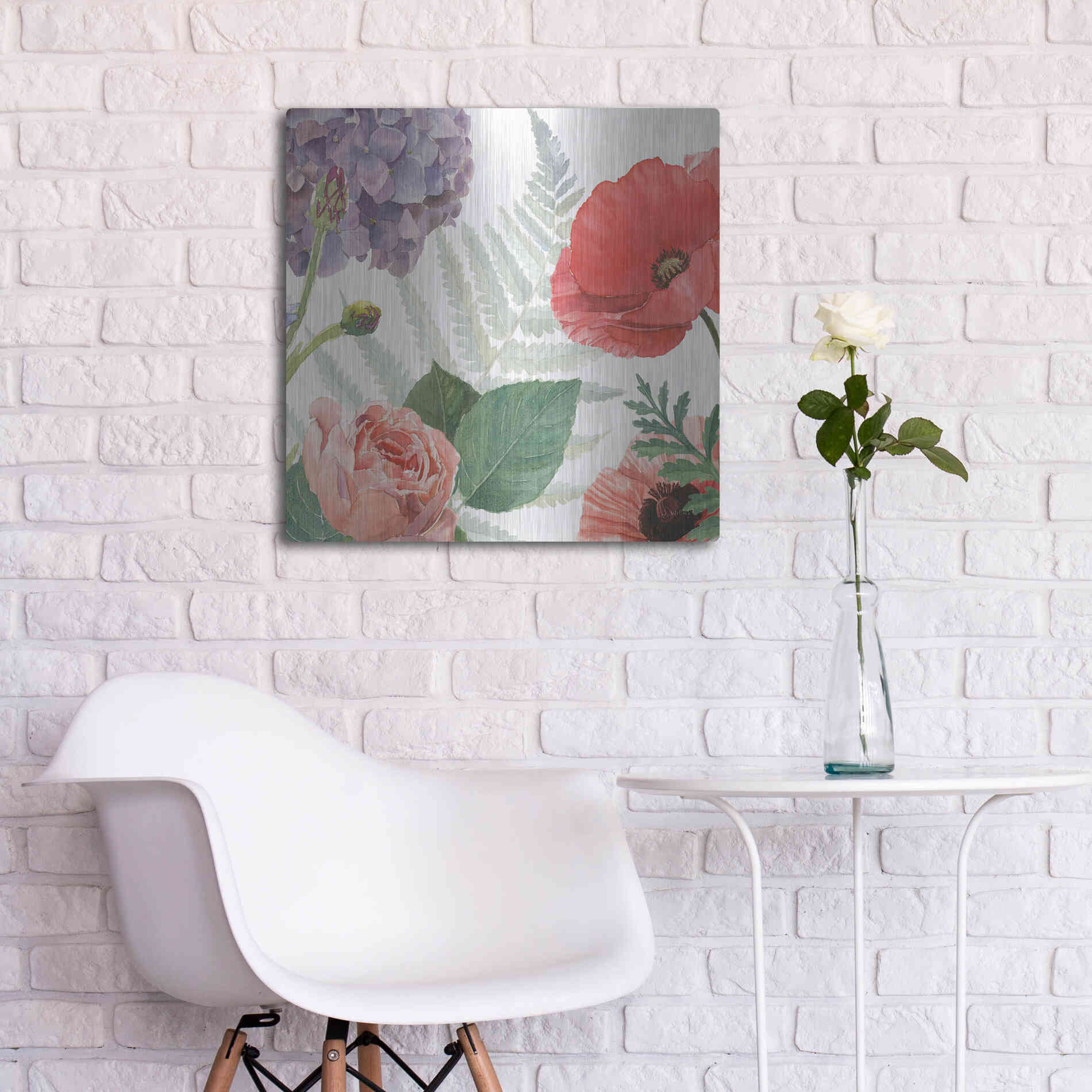 Luxe Metal Art 'Boho Bouquet XI' by James Wiens, Metal Wall Art,24x24