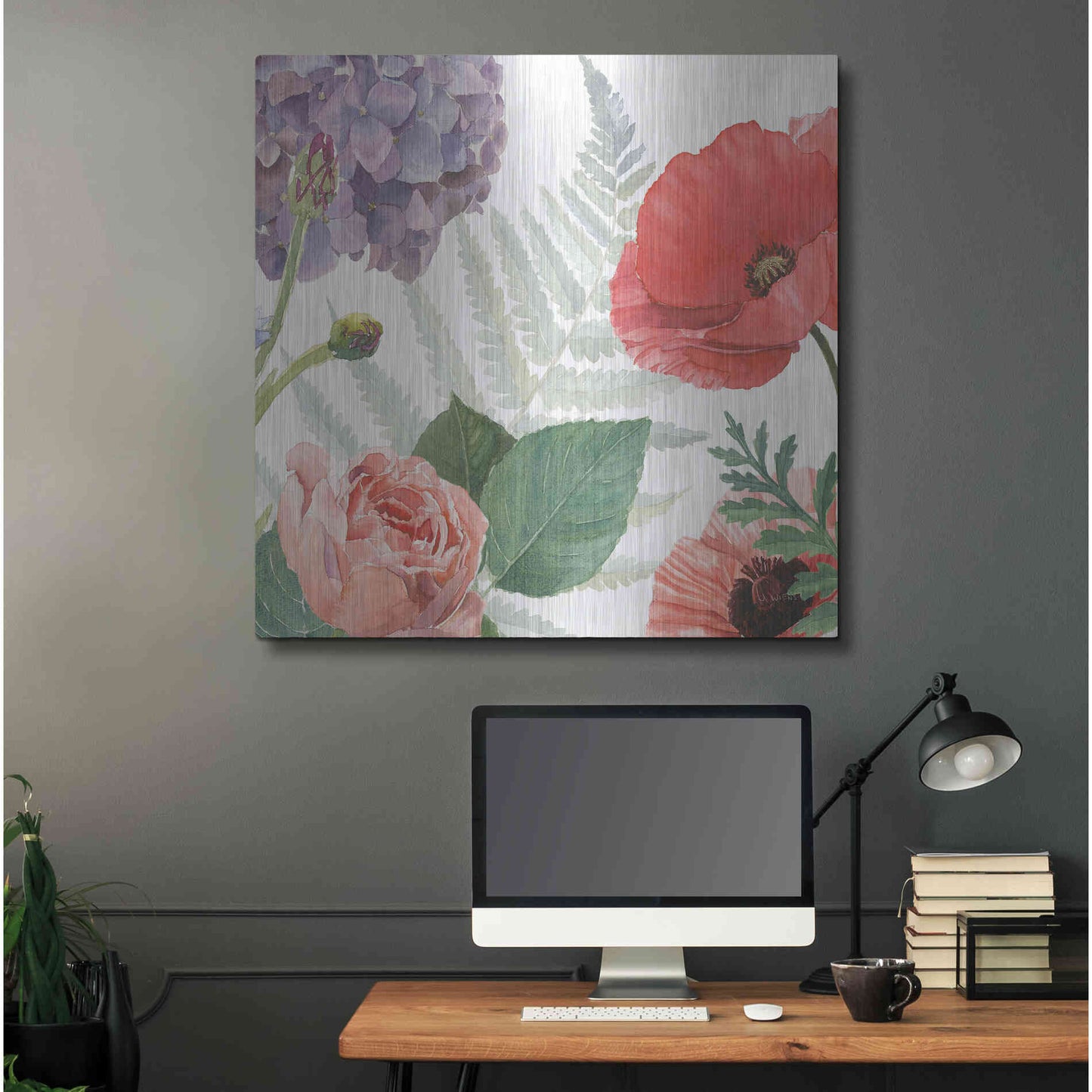 Luxe Metal Art 'Boho Bouquet XI' by James Wiens, Metal Wall Art,36x36