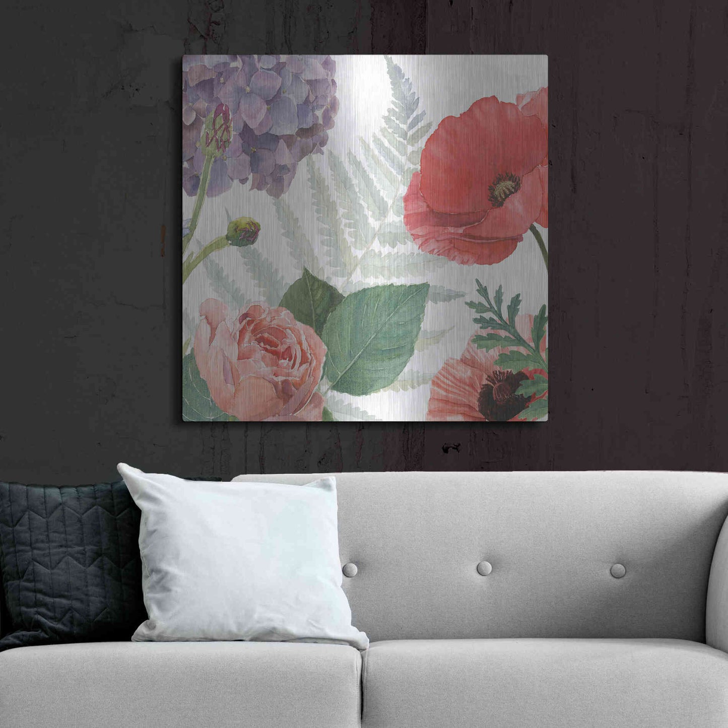 Luxe Metal Art 'Boho Bouquet XI' by James Wiens, Metal Wall Art,36x36