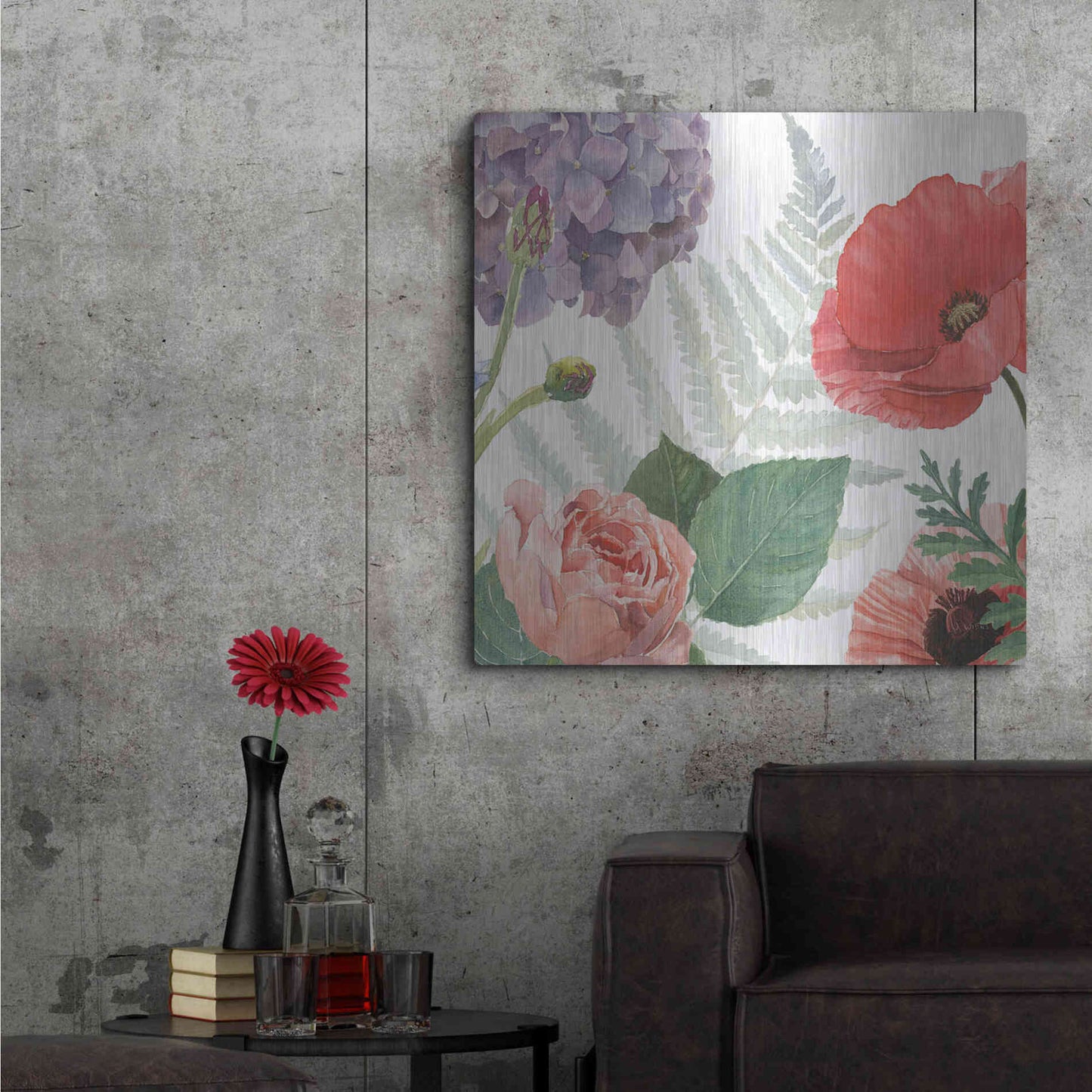 Luxe Metal Art 'Boho Bouquet XI' by James Wiens, Metal Wall Art,36x36