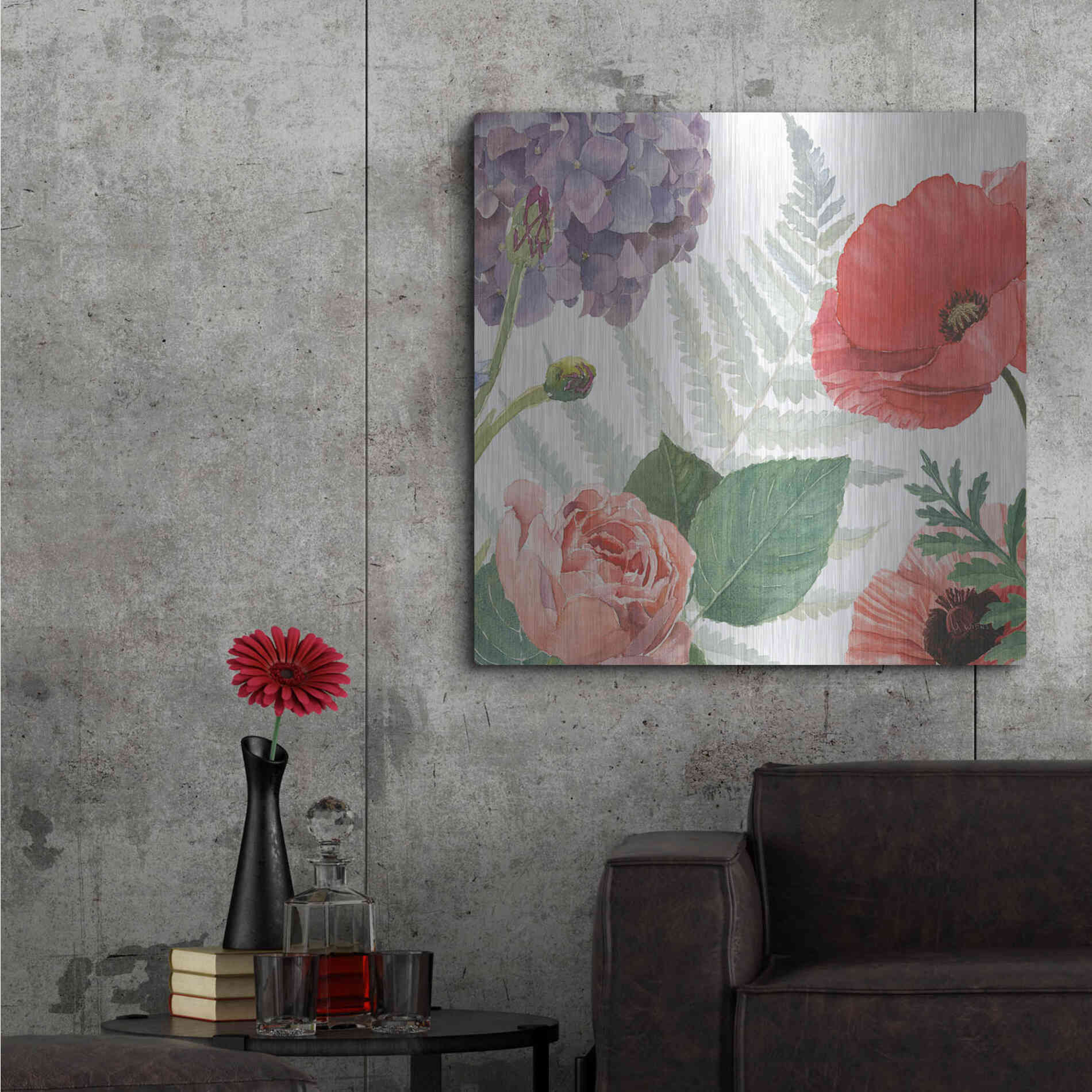 Luxe Metal Art 'Boho Bouquet XI' by James Wiens, Metal Wall Art,36x36