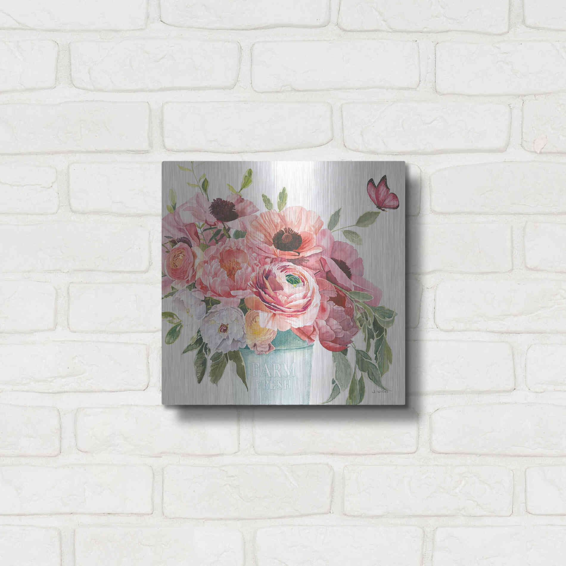 Luxe Metal Art 'Boho Bouquet XIII' by James Wiens, Metal Wall Art,12x12