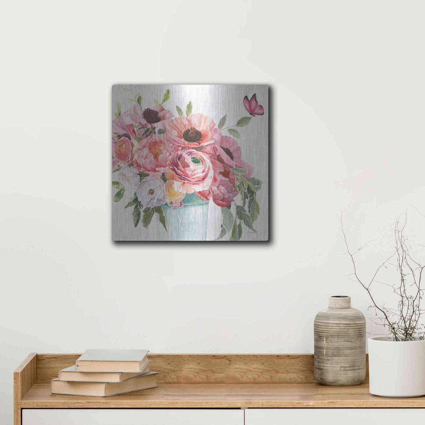 Luxe Metal Art 'Boho Bouquet XIII' by James Wiens, Metal Wall Art,12x12