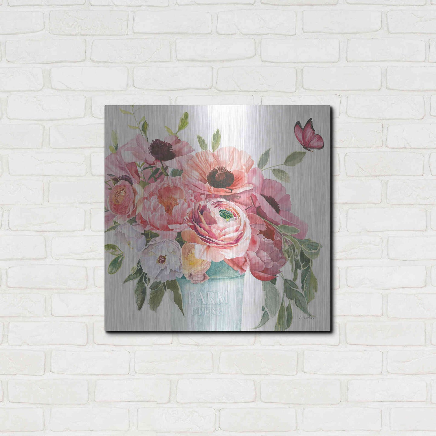 Luxe Metal Art 'Boho Bouquet XIII' by James Wiens, Metal Wall Art,24x24