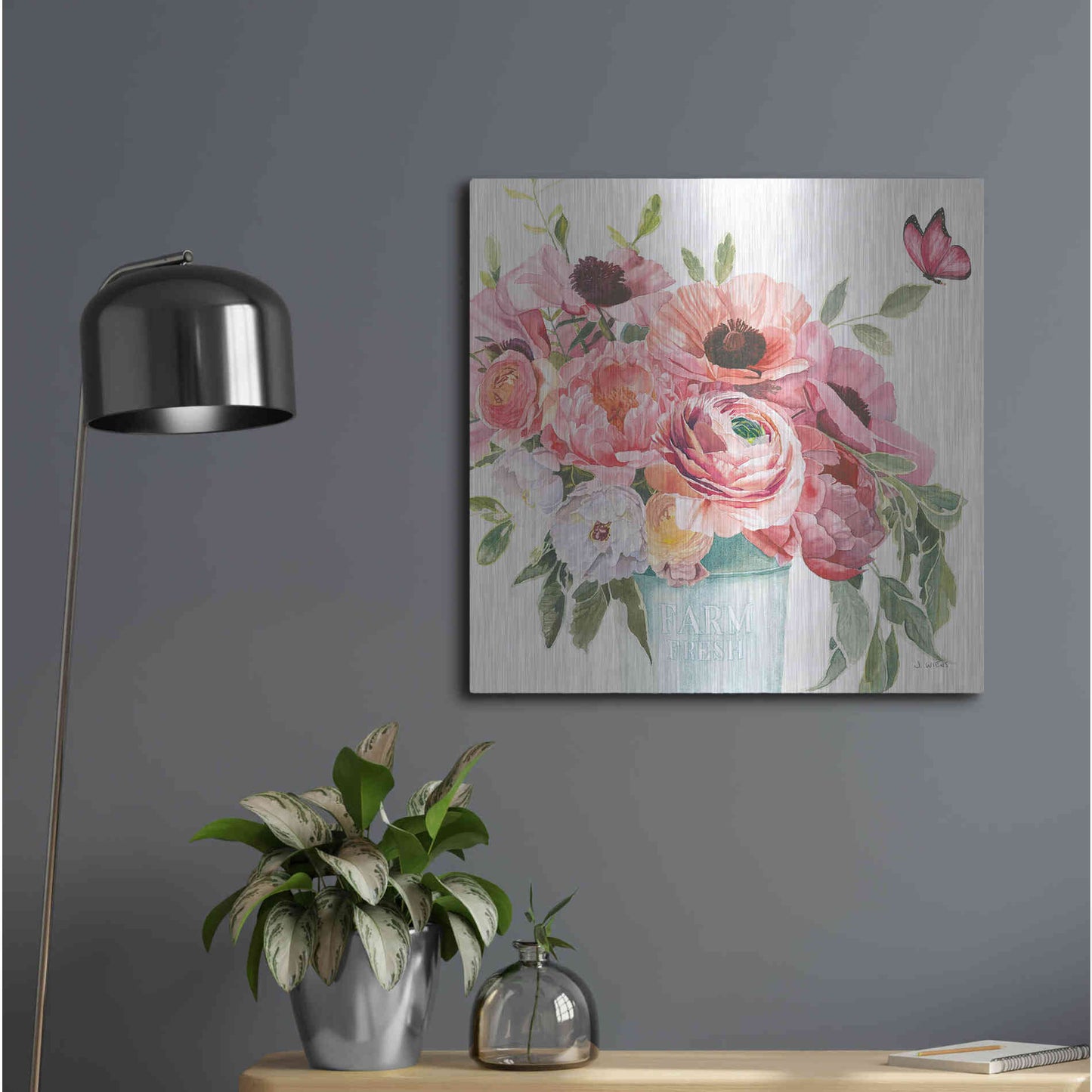 Luxe Metal Art 'Boho Bouquet XIII' by James Wiens, Metal Wall Art,24x24