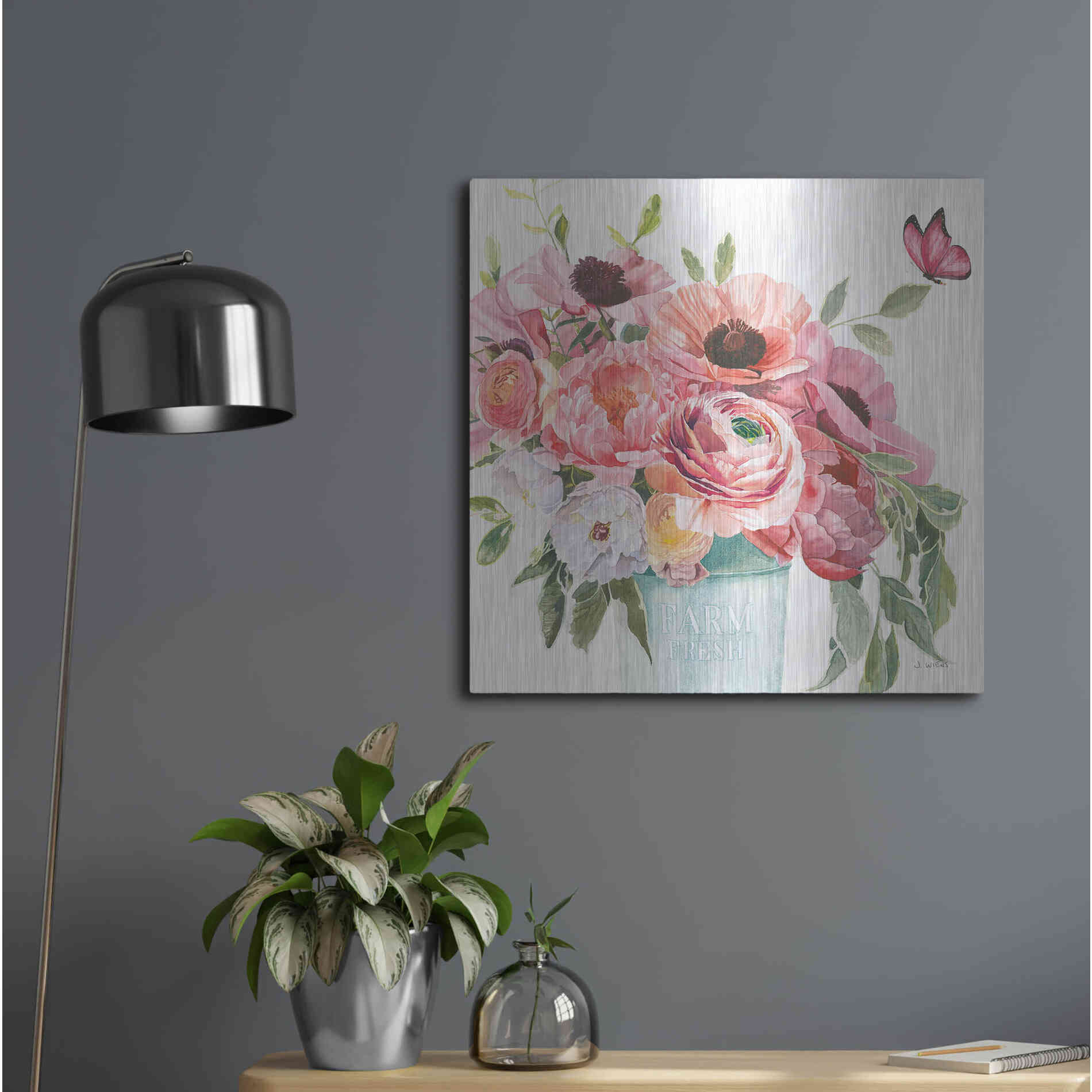 Luxe Metal Art 'Boho Bouquet XIII' by James Wiens, Metal Wall Art,24x24