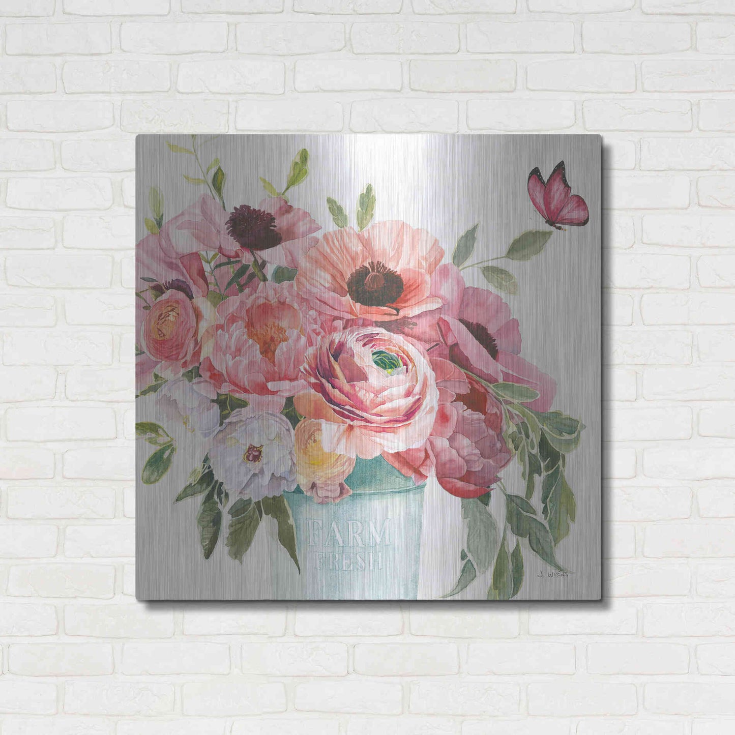 Luxe Metal Art 'Boho Bouquet XIII' by James Wiens, Metal Wall Art,36x36