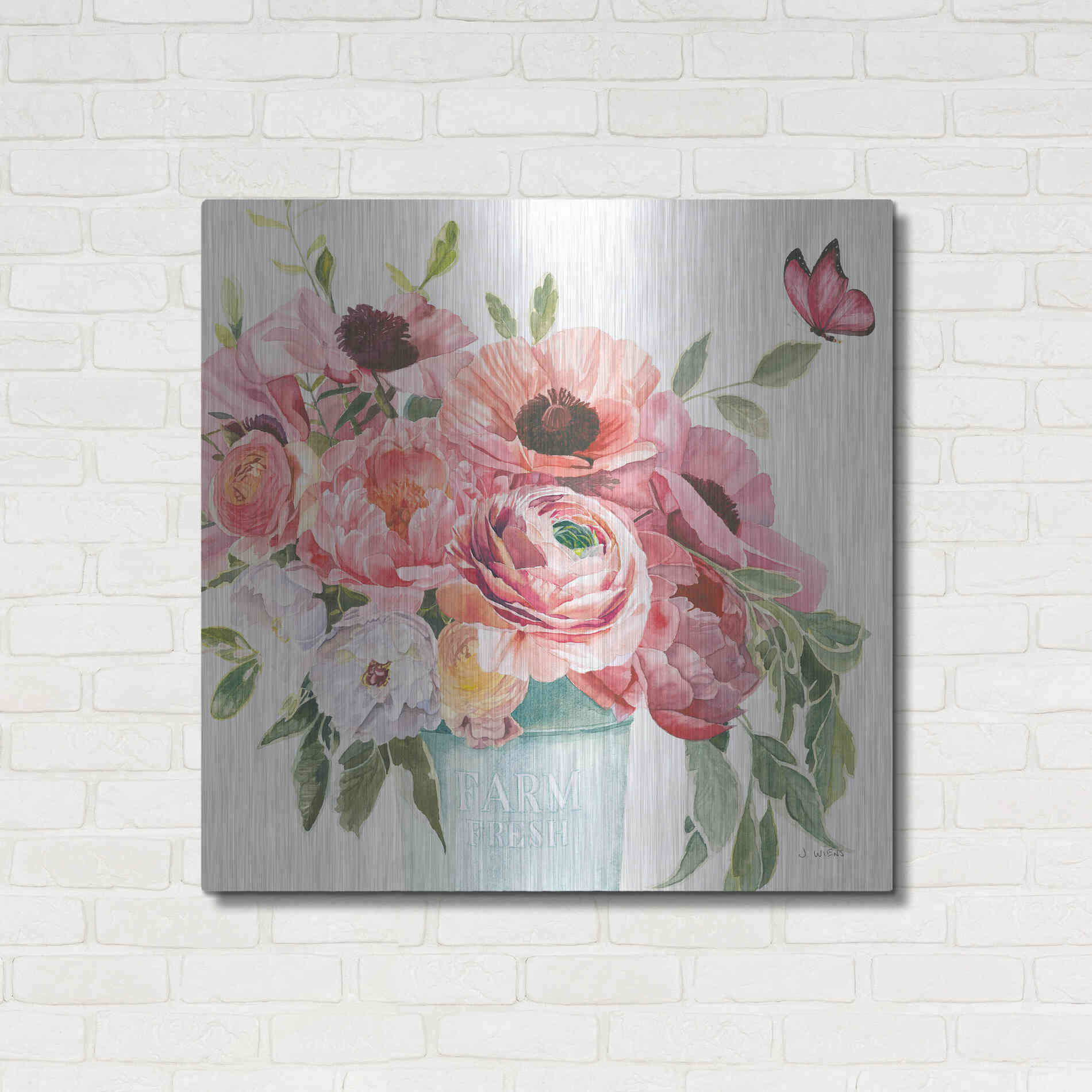 Luxe Metal Art 'Boho Bouquet XIII' by James Wiens, Metal Wall Art,36x36