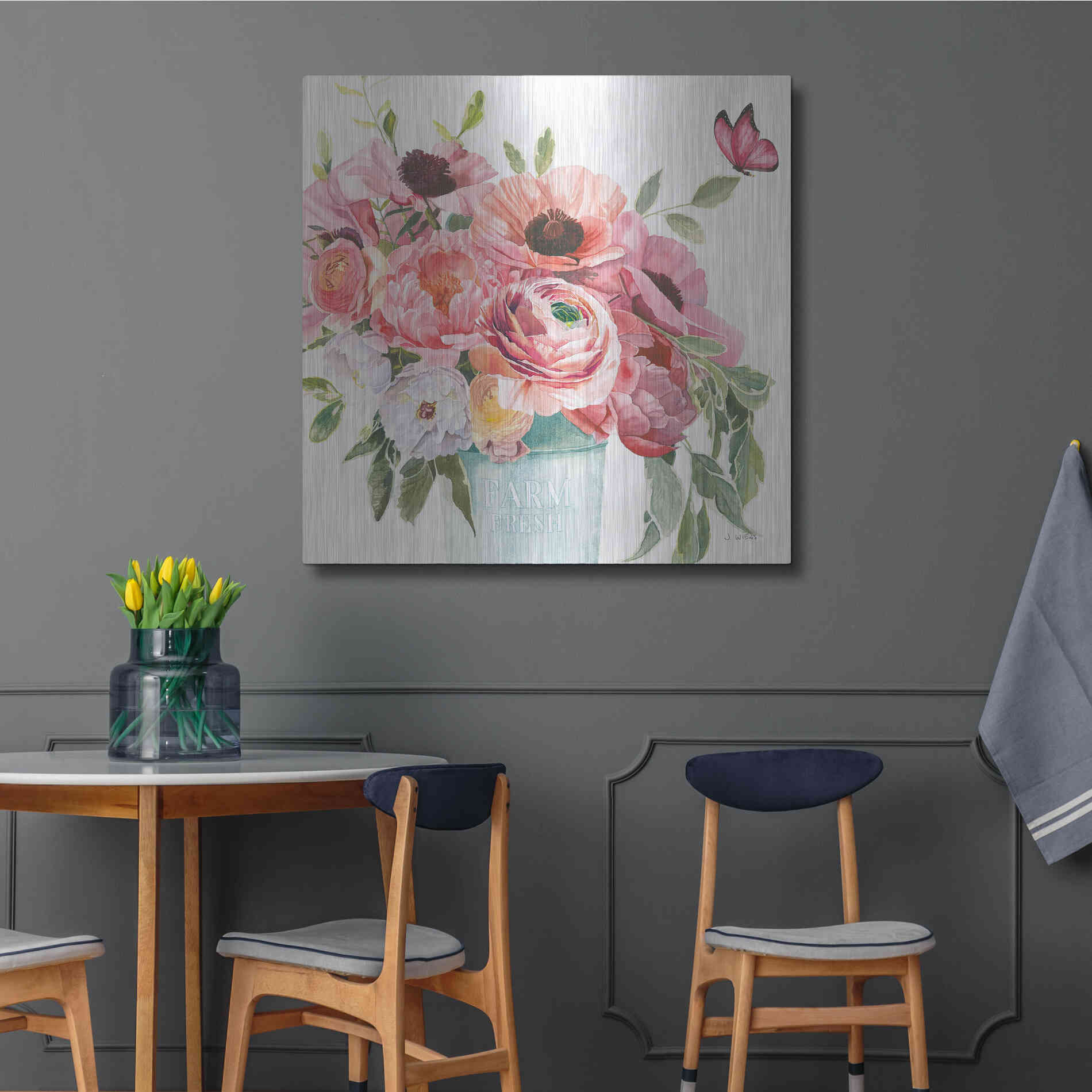 Luxe Metal Art 'Boho Bouquet XIII' by James Wiens, Metal Wall Art,36x36