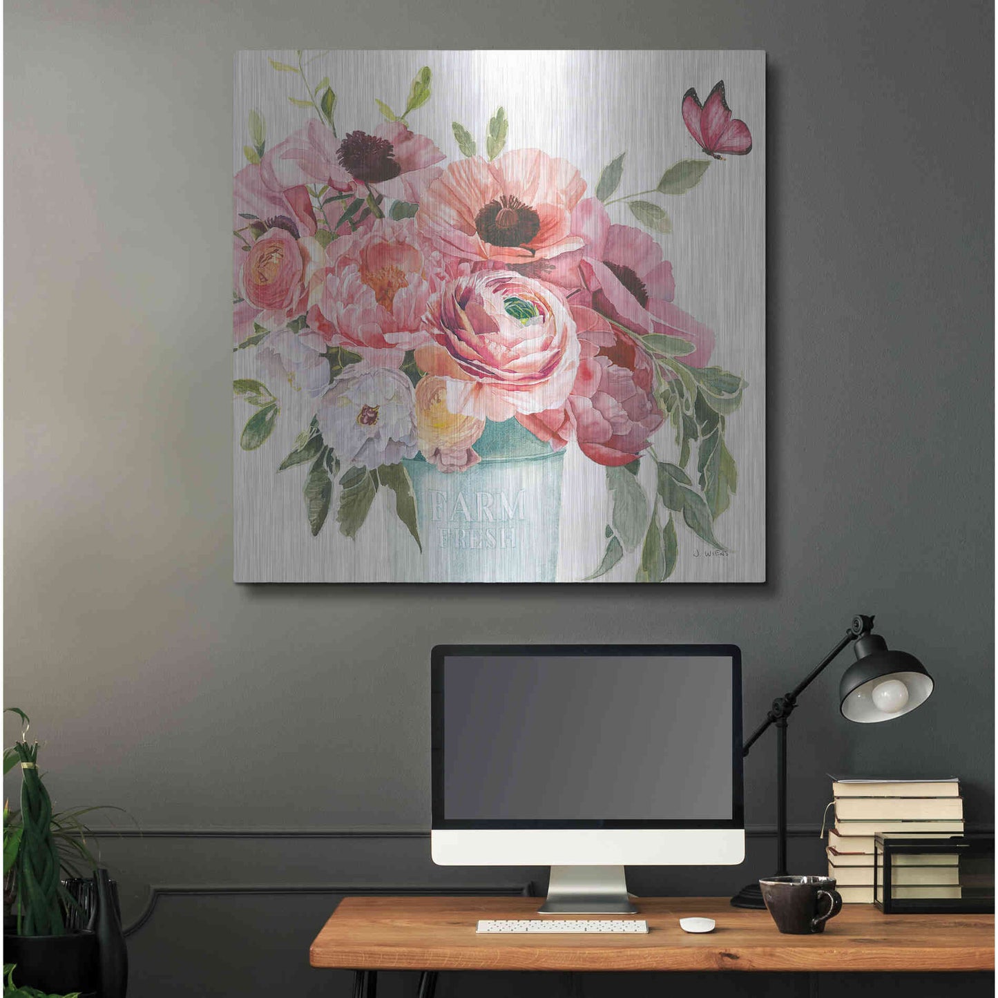 Luxe Metal Art 'Boho Bouquet XIII' by James Wiens, Metal Wall Art,36x36