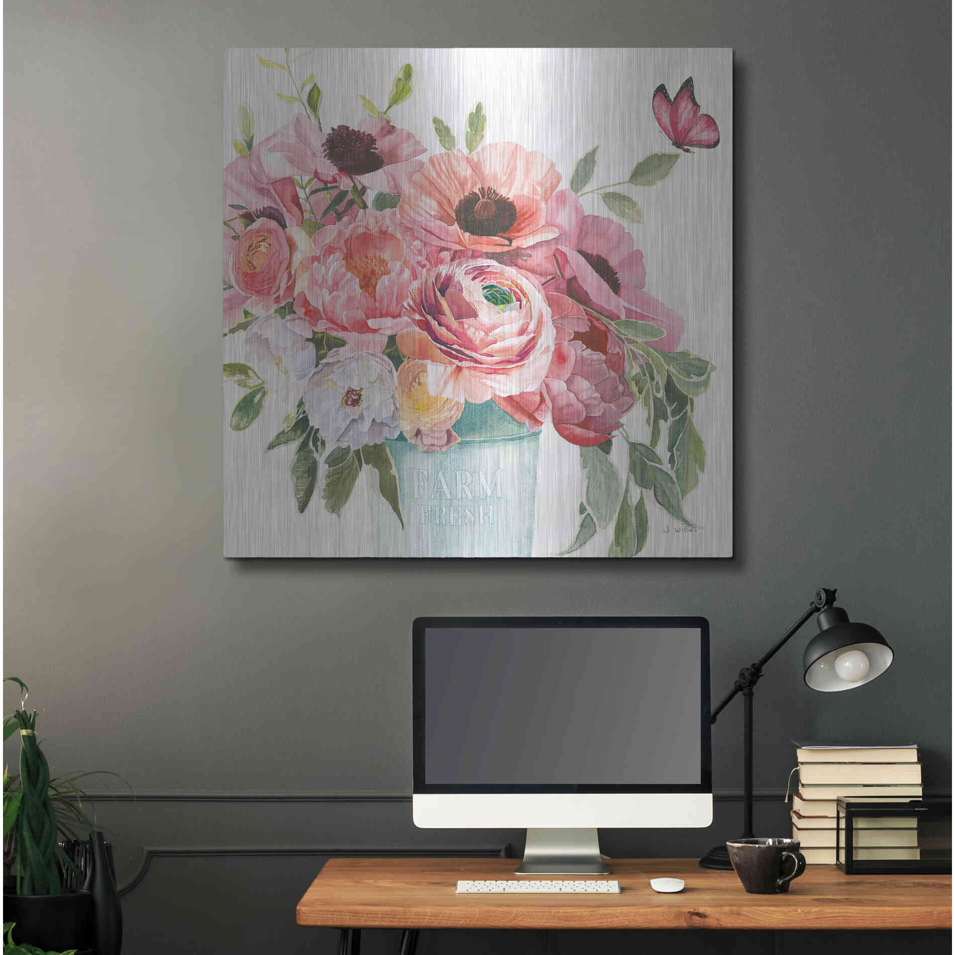 Luxe Metal Art 'Boho Bouquet XIII' by James Wiens, Metal Wall Art,36x36