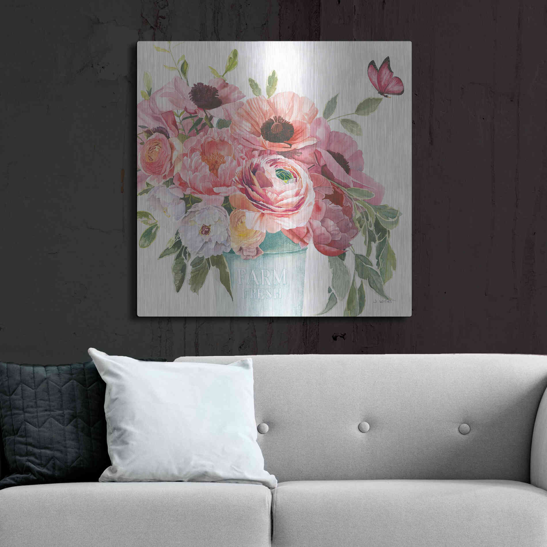 Luxe Metal Art 'Boho Bouquet XIII' by James Wiens, Metal Wall Art,36x36